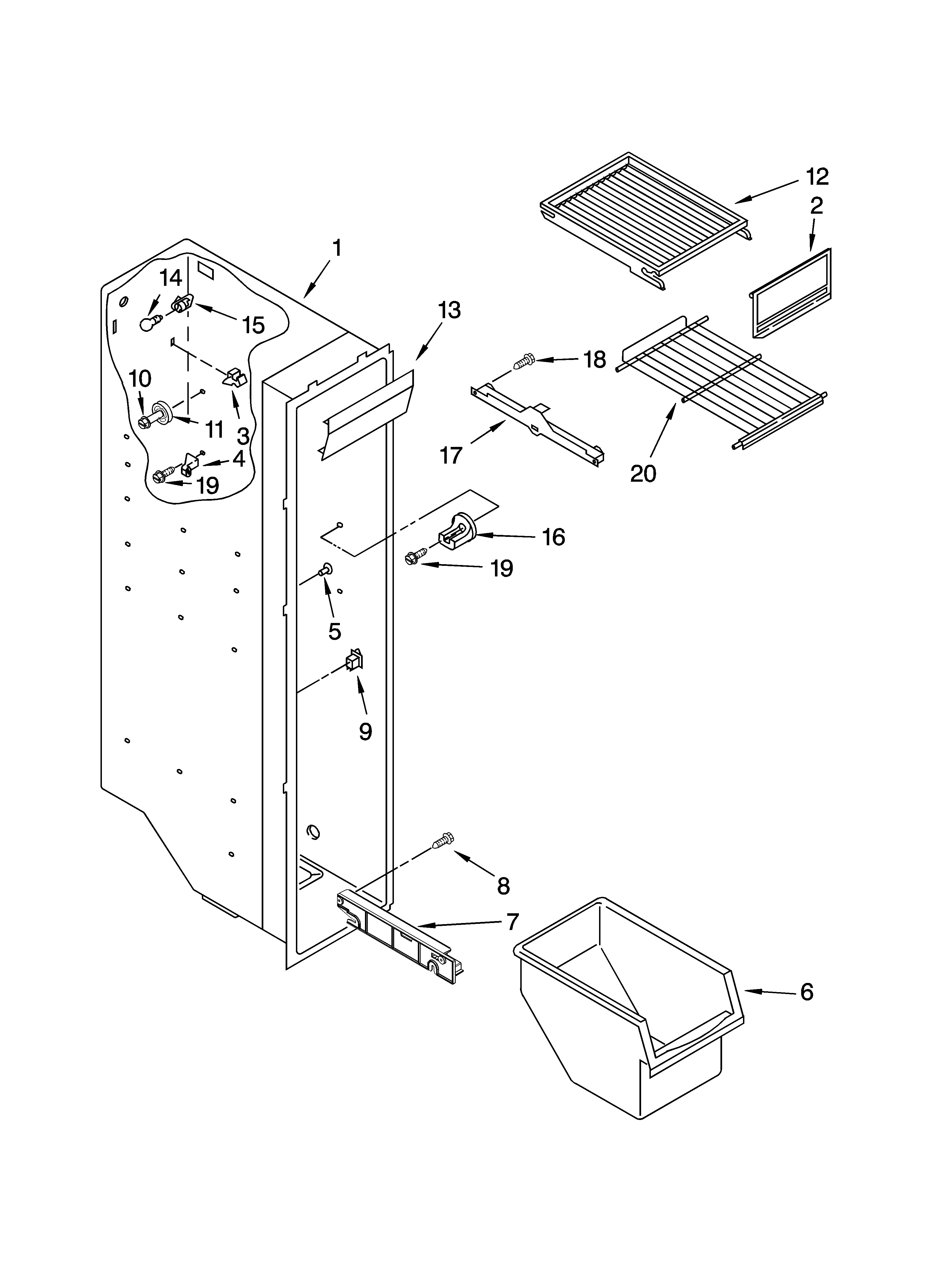 Whirlpool ED5FHGXNQ02 freezer liner parts diagram