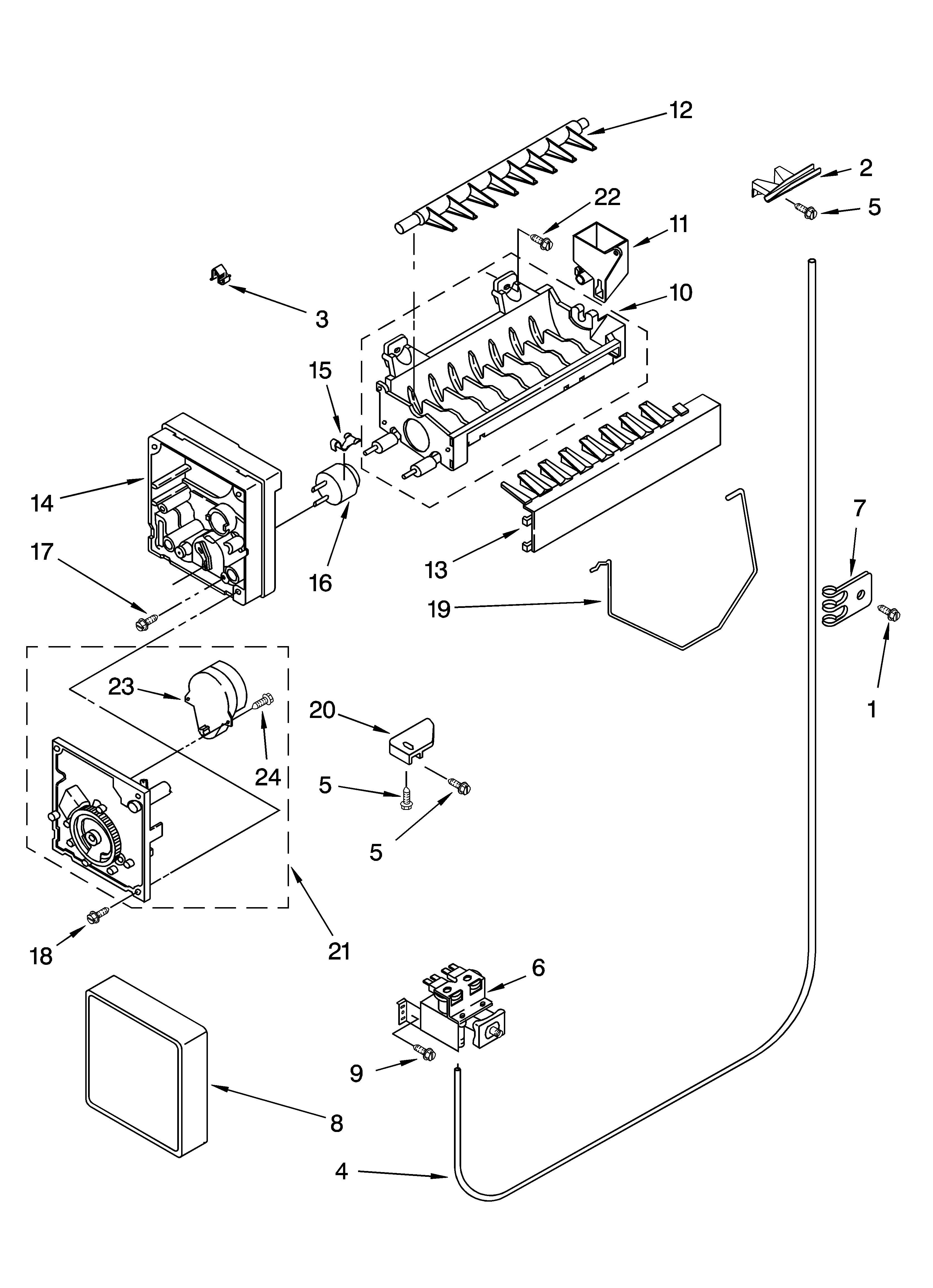 Whirlpool ED5FHGXNQ02 icemaker parts, optional parts diagram