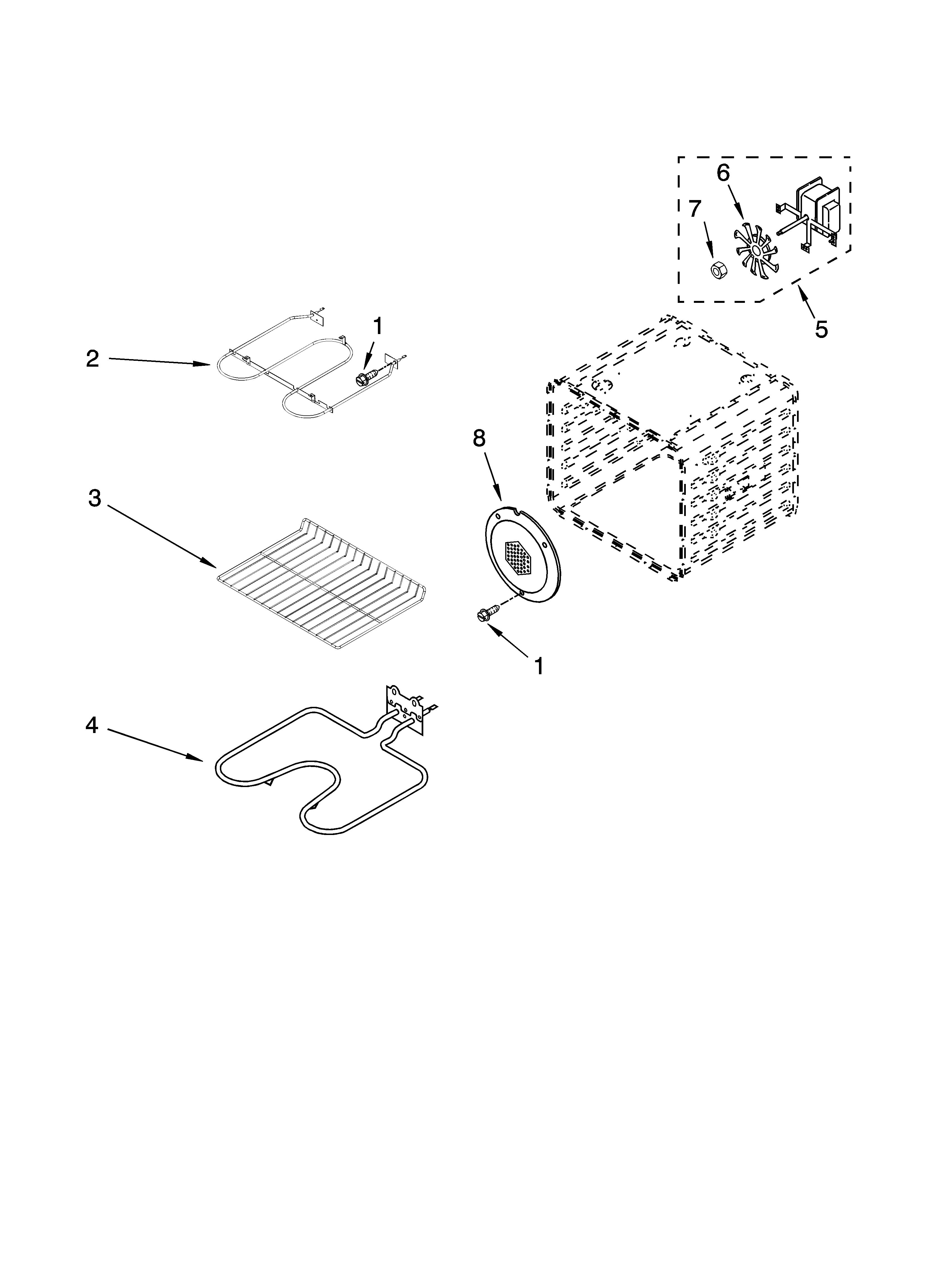 Whirlpool GBS277PRS03 internal oven parts diagram