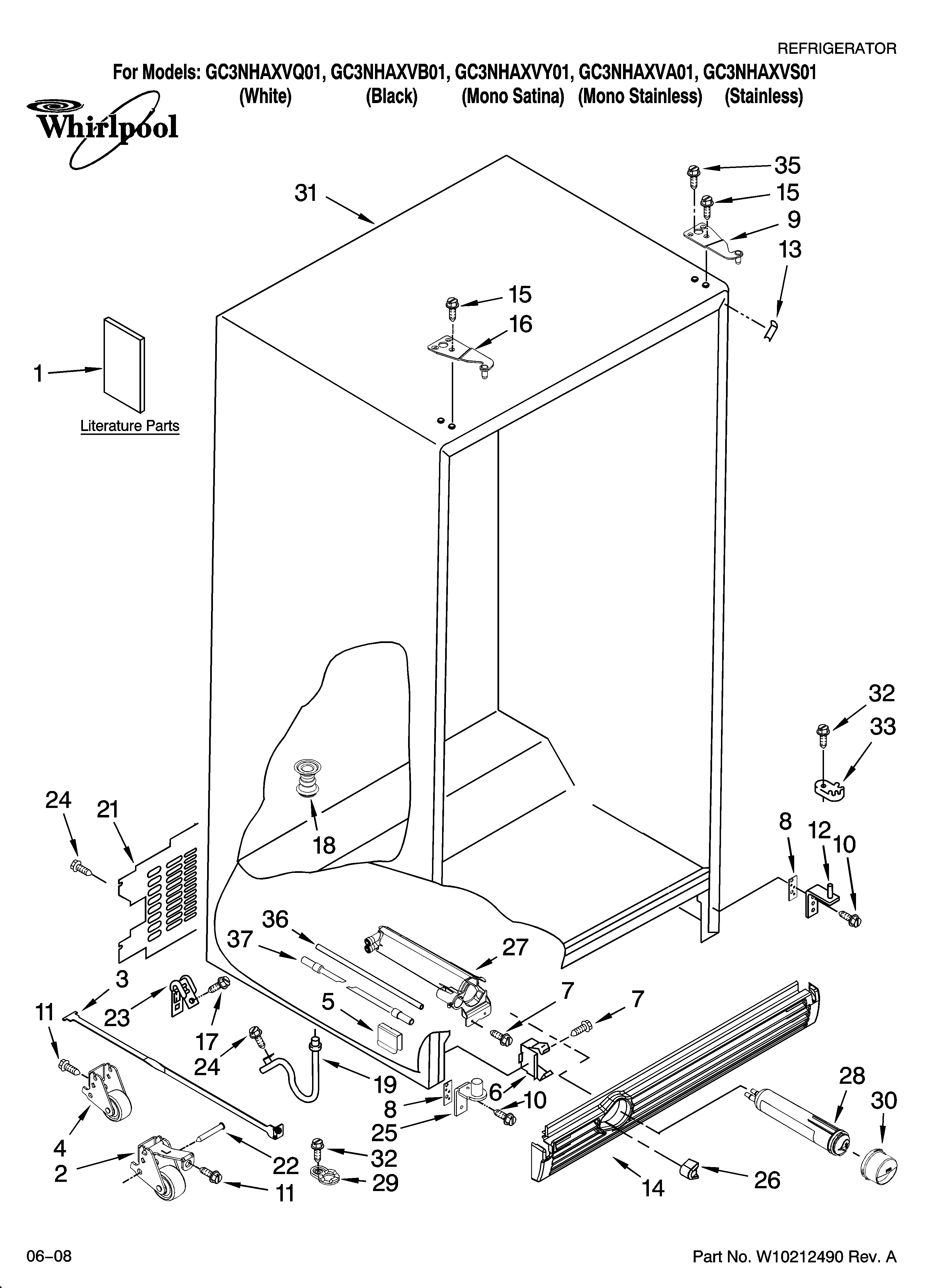 Whirlpool GC3NHAXVA01 cabinet parts diagram