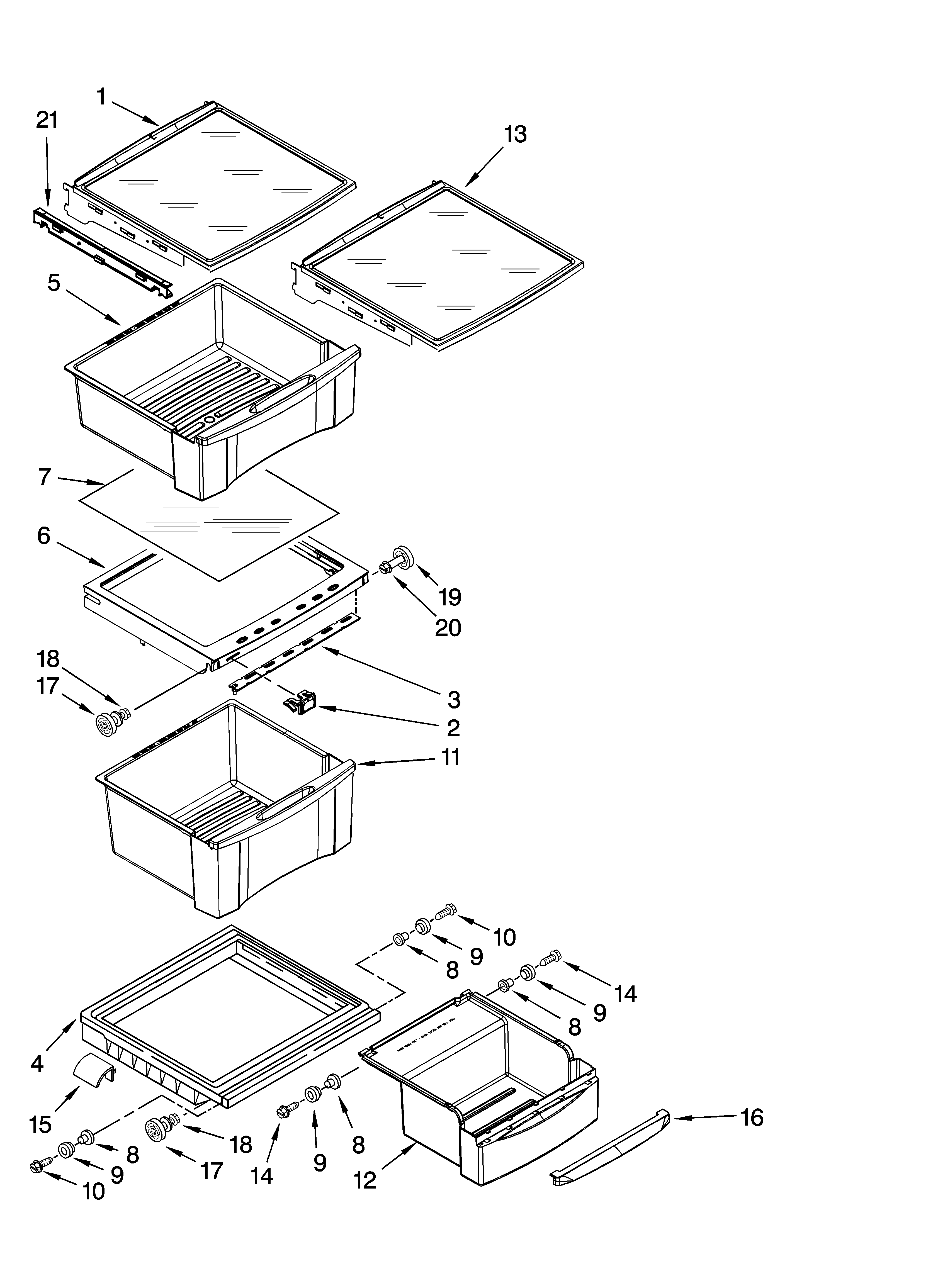 Whirlpool GC3NHAXVA01 refrigerator shelf parts diagram