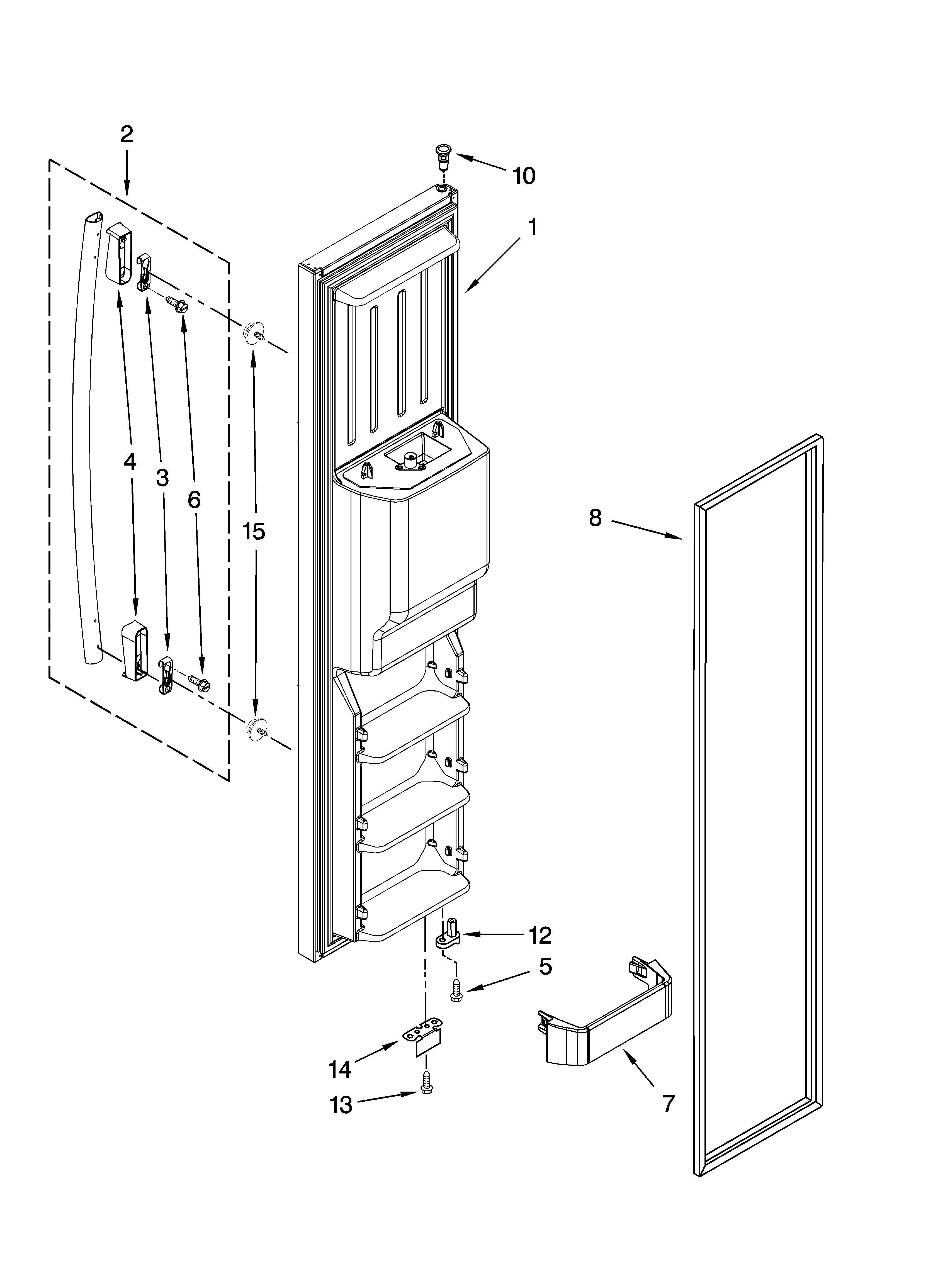 Whirlpool GC3NHAXVA01 freezer door parts diagram