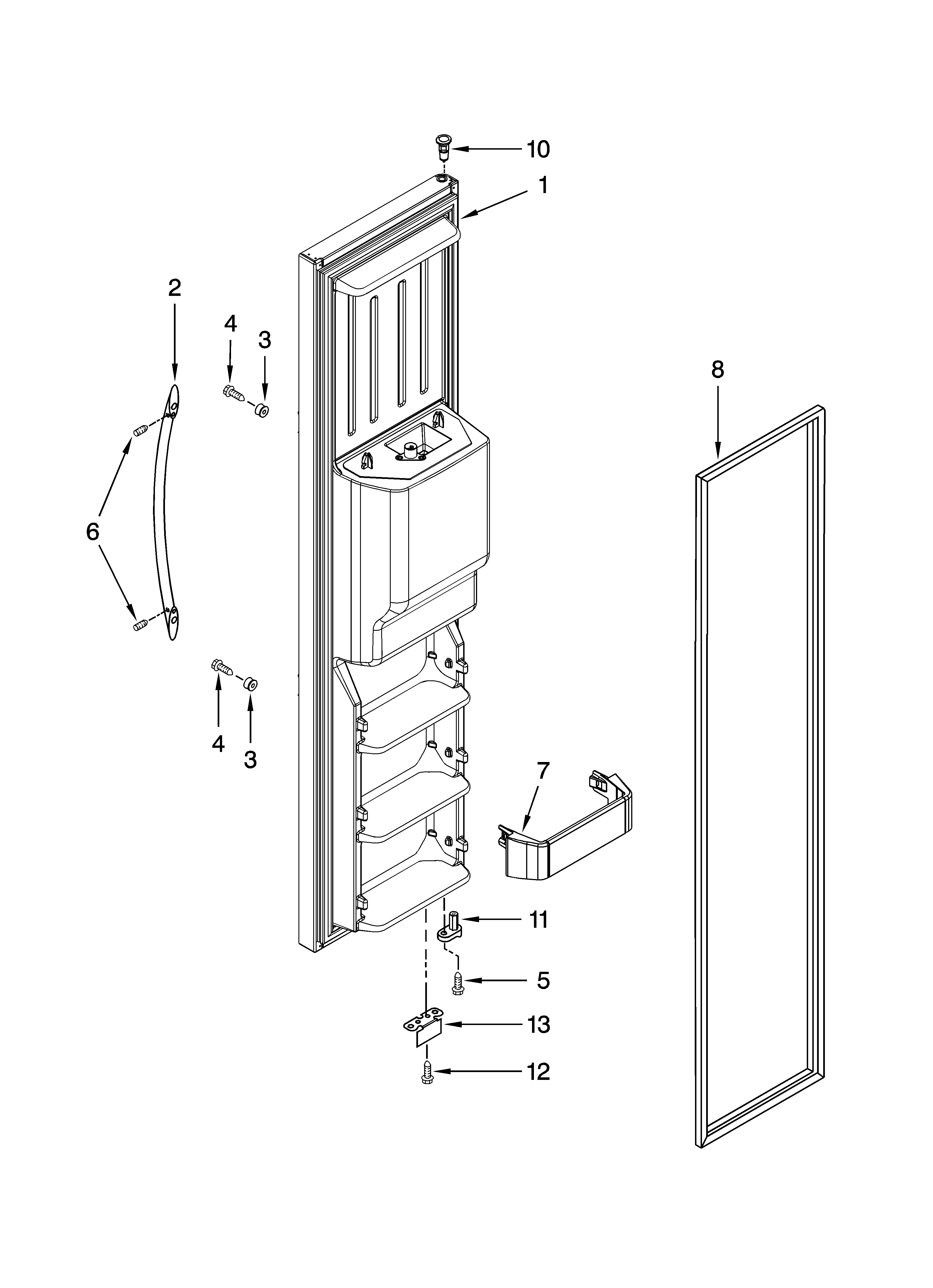 KitchenAid KSCS23FVWH01 freezer door parts diagram