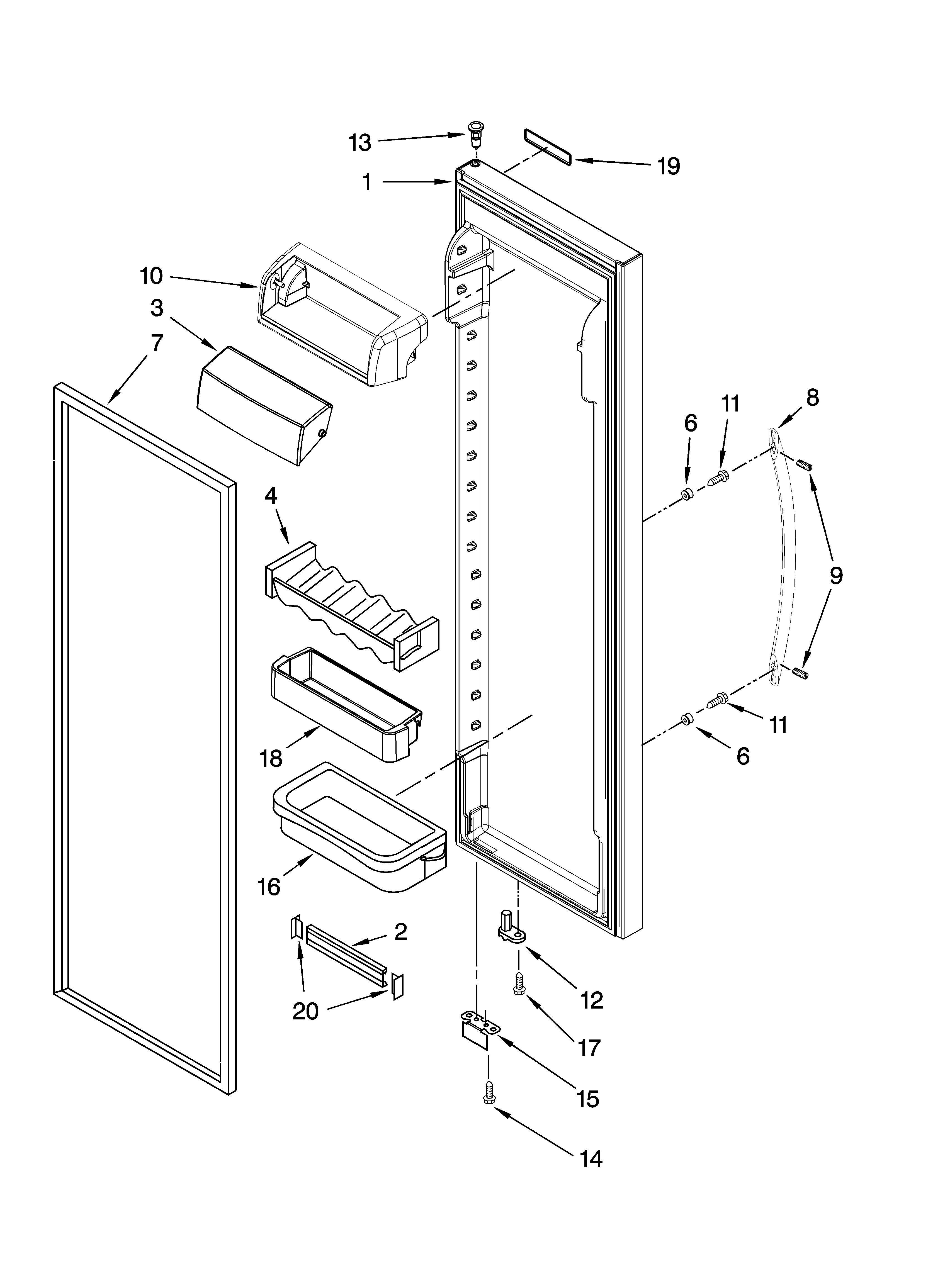 KitchenAid KSCS25FVBL01 refrigerator door parts diagram