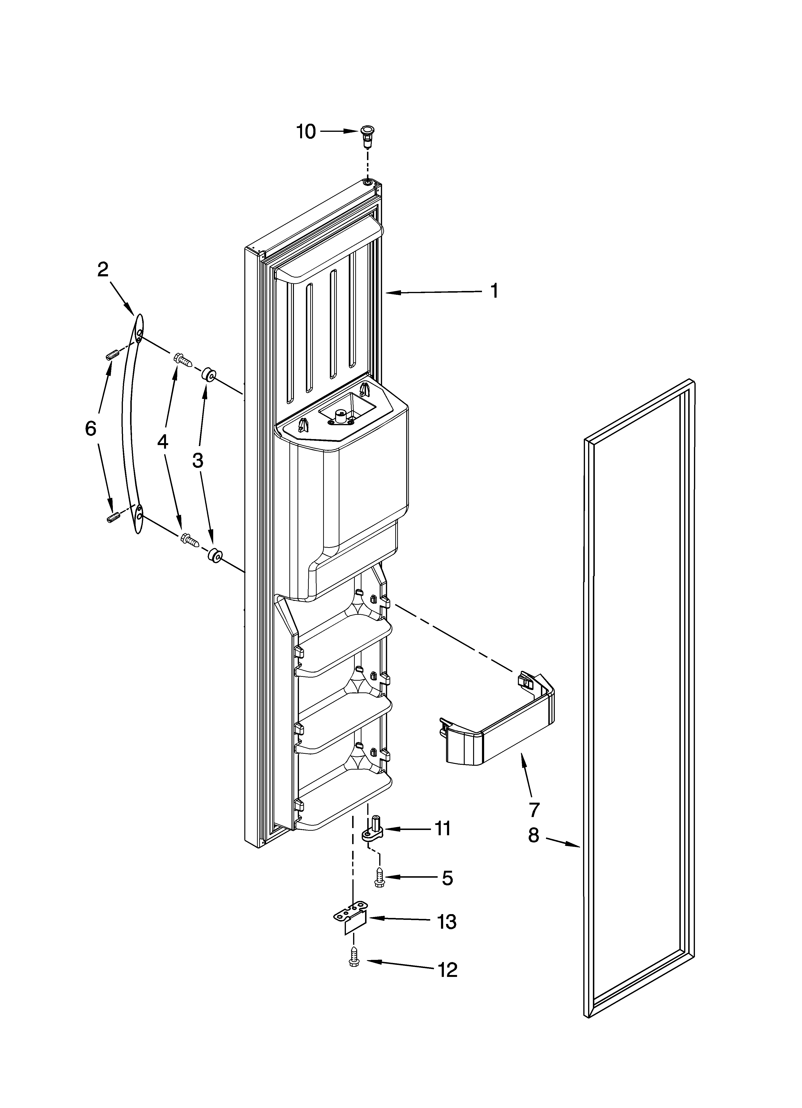KitchenAid KSCS25FVBL01 freezer door parts diagram