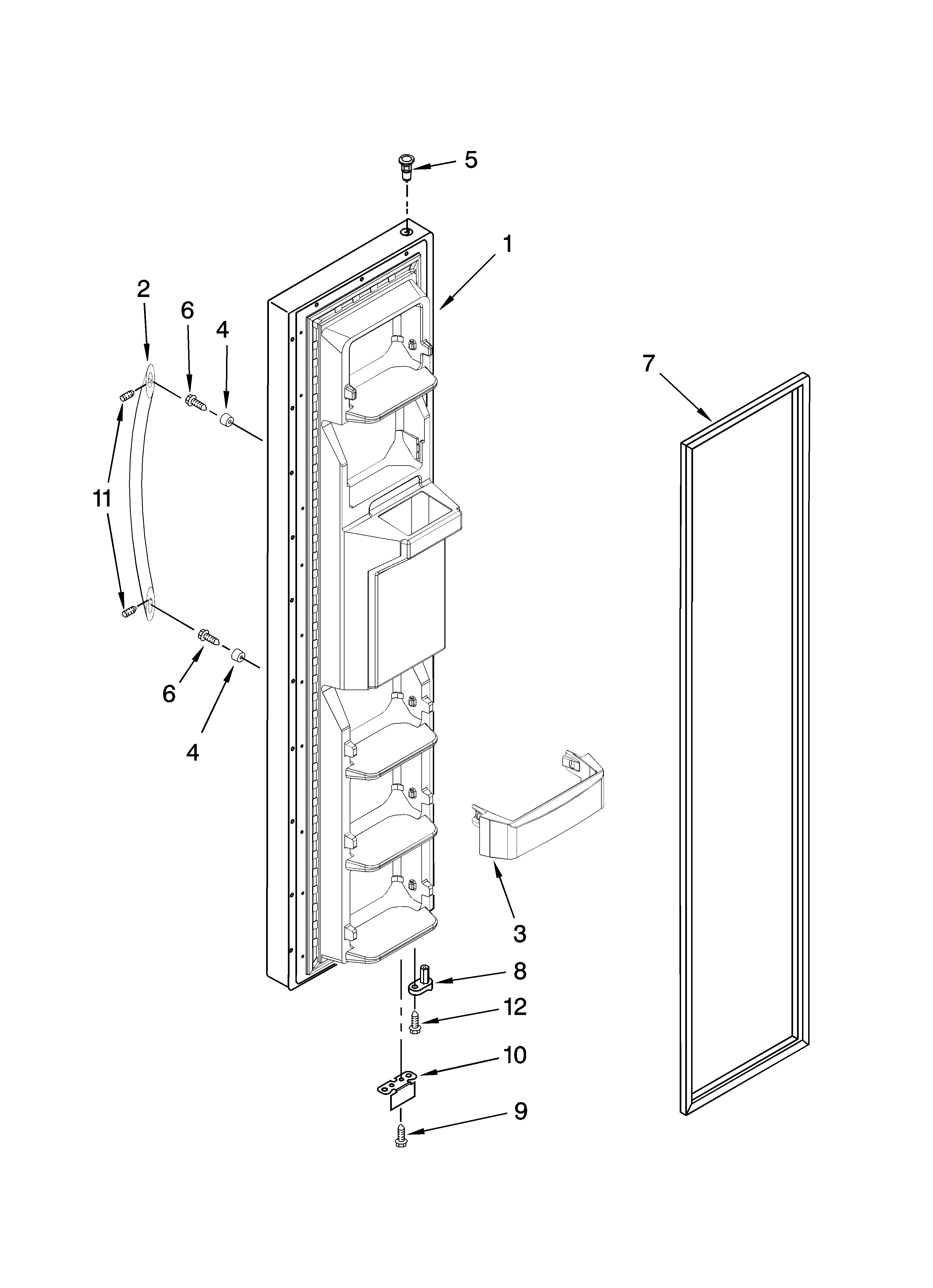 KitchenAid KSRS25RSMS03 freezer door parts diagram