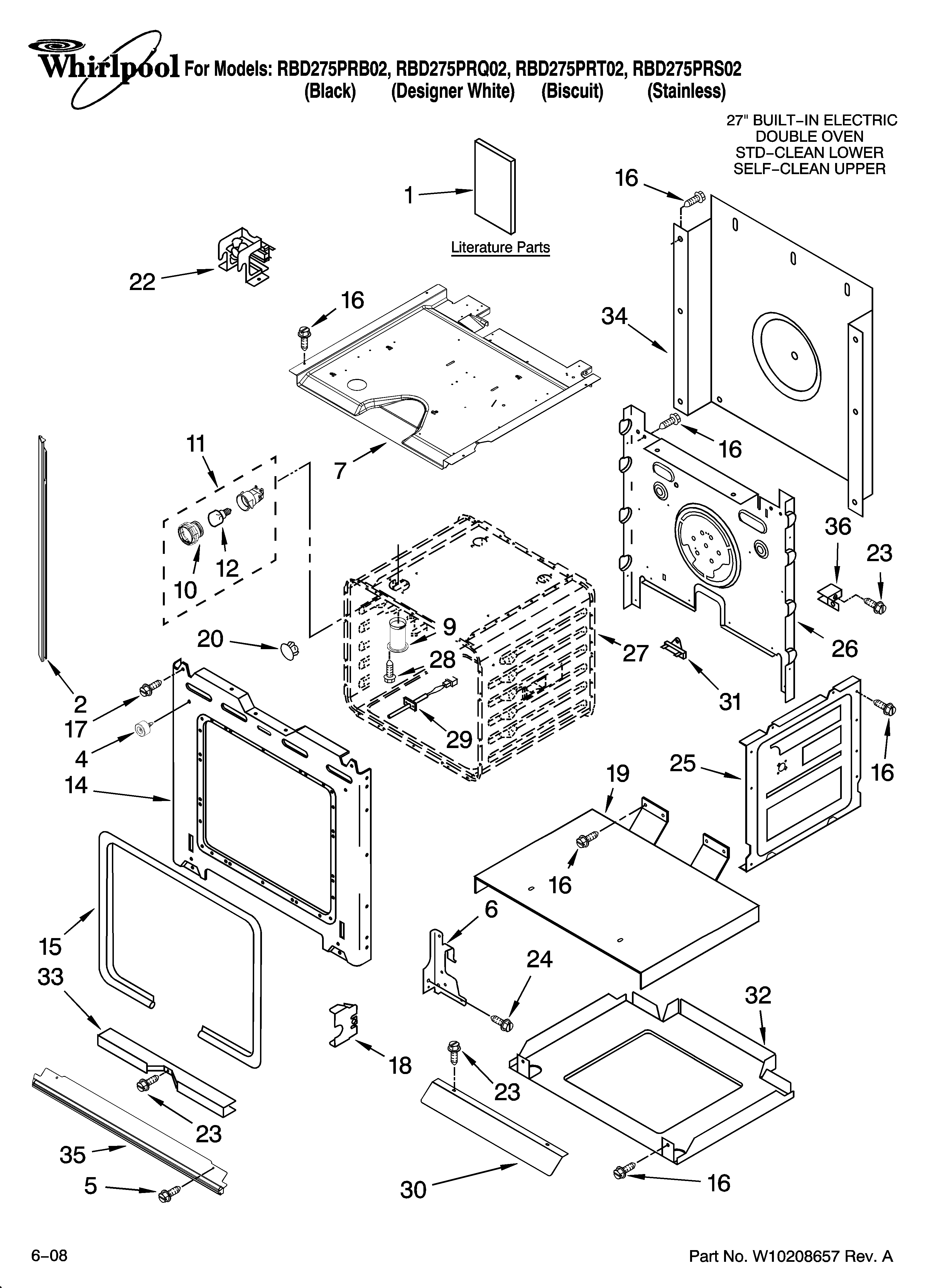 Whirlpool RBD275PRS02 lower oven parts diagram