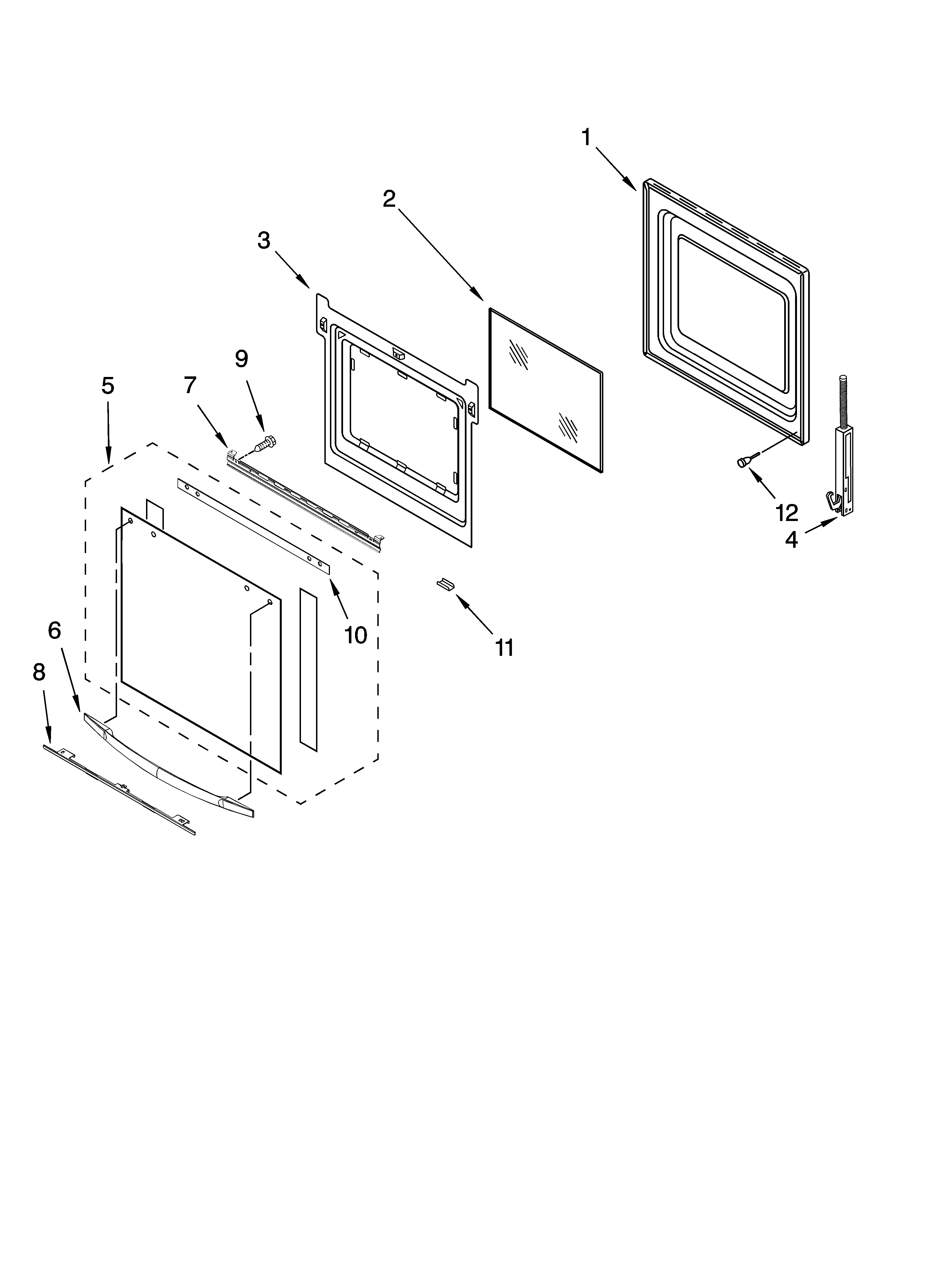 Whirlpool RBD275PRS02 lower oven door parts diagram