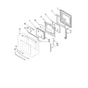 Whirlpool RBD305PRB02 upper oven door parts diagram