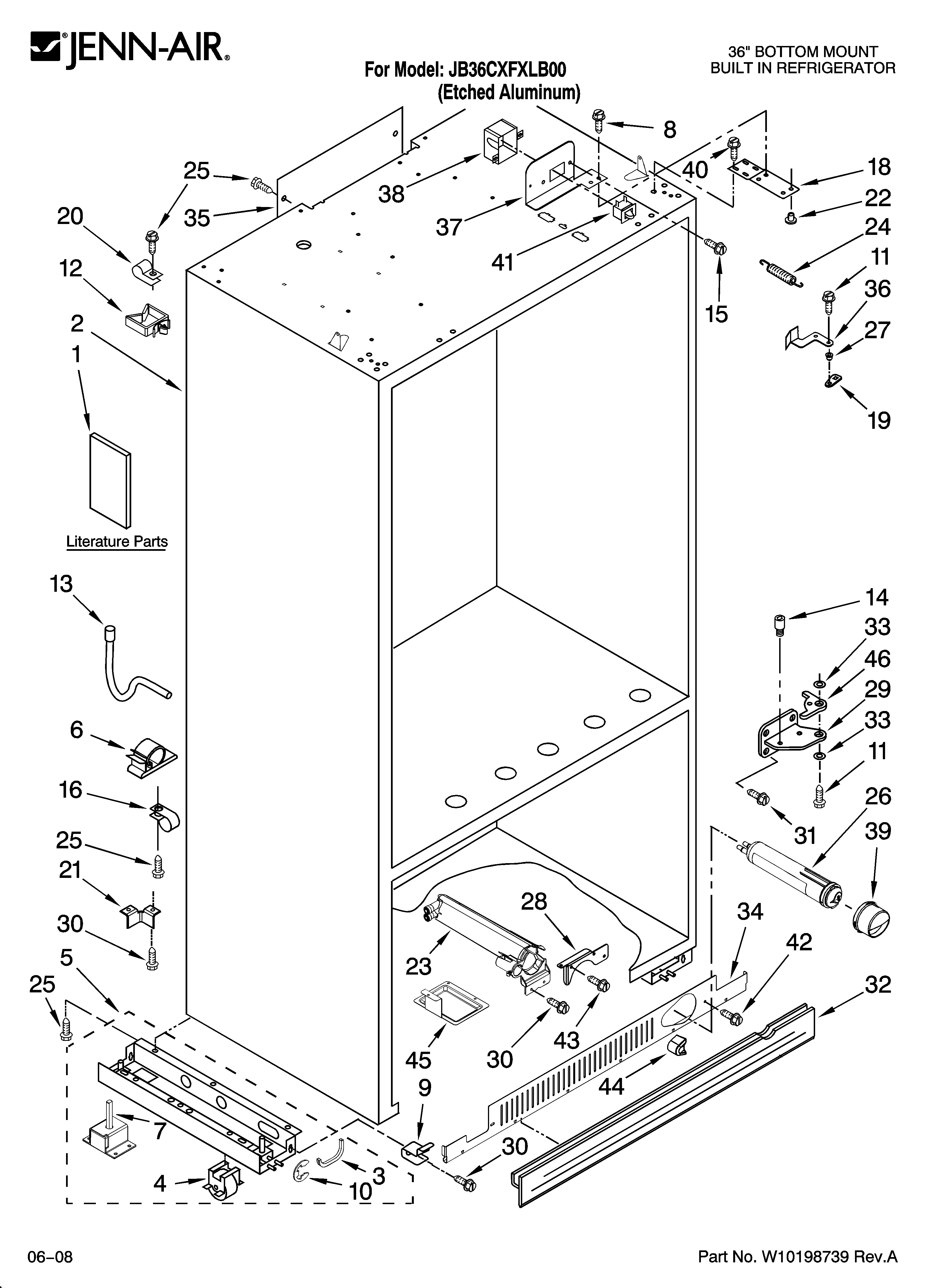 Jenn-Air JB36CXFXLB00 cabinet parts diagram