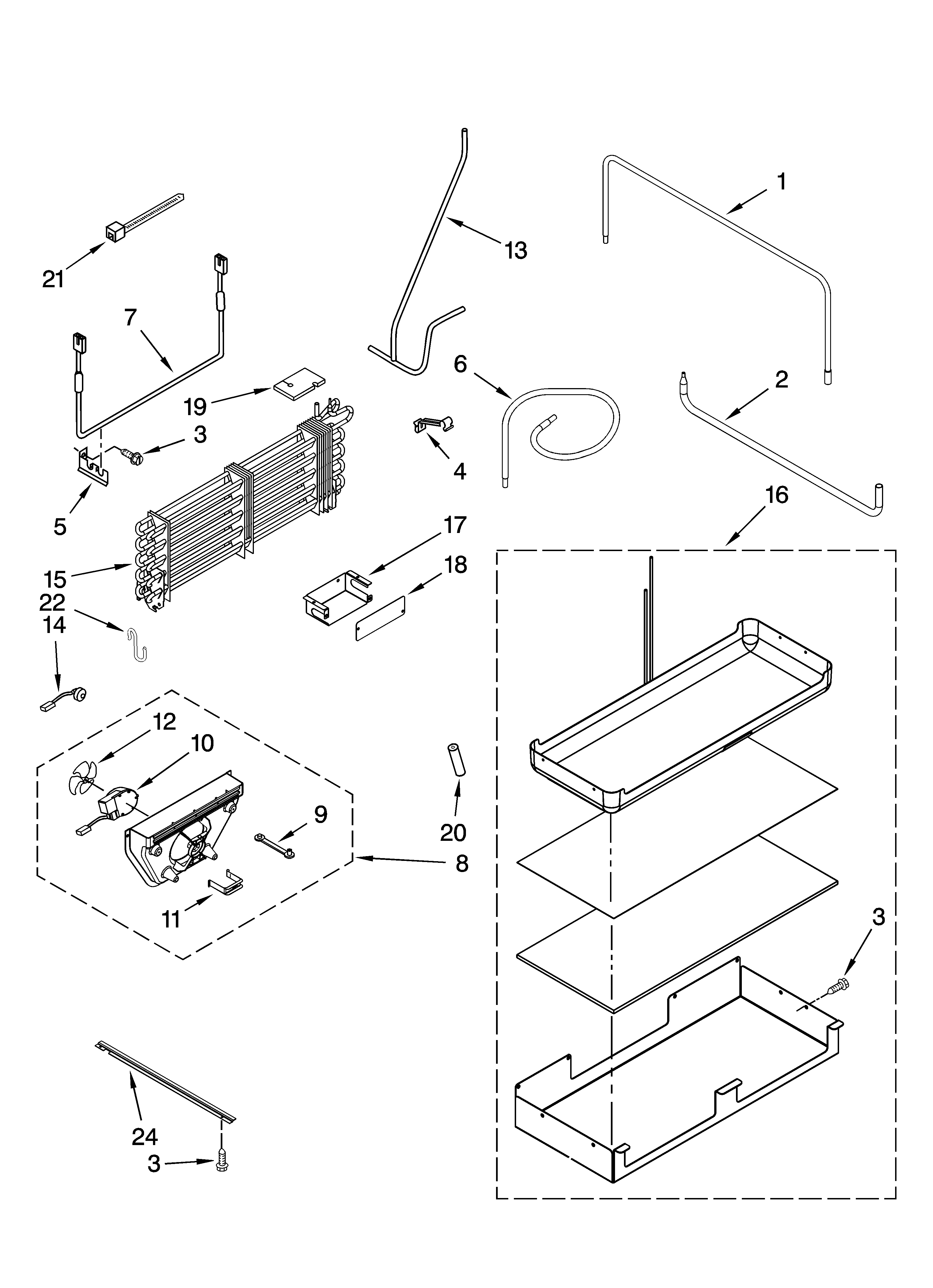 Jenn-Air JB36CXFXLB00 lower unit and tube parts diagram