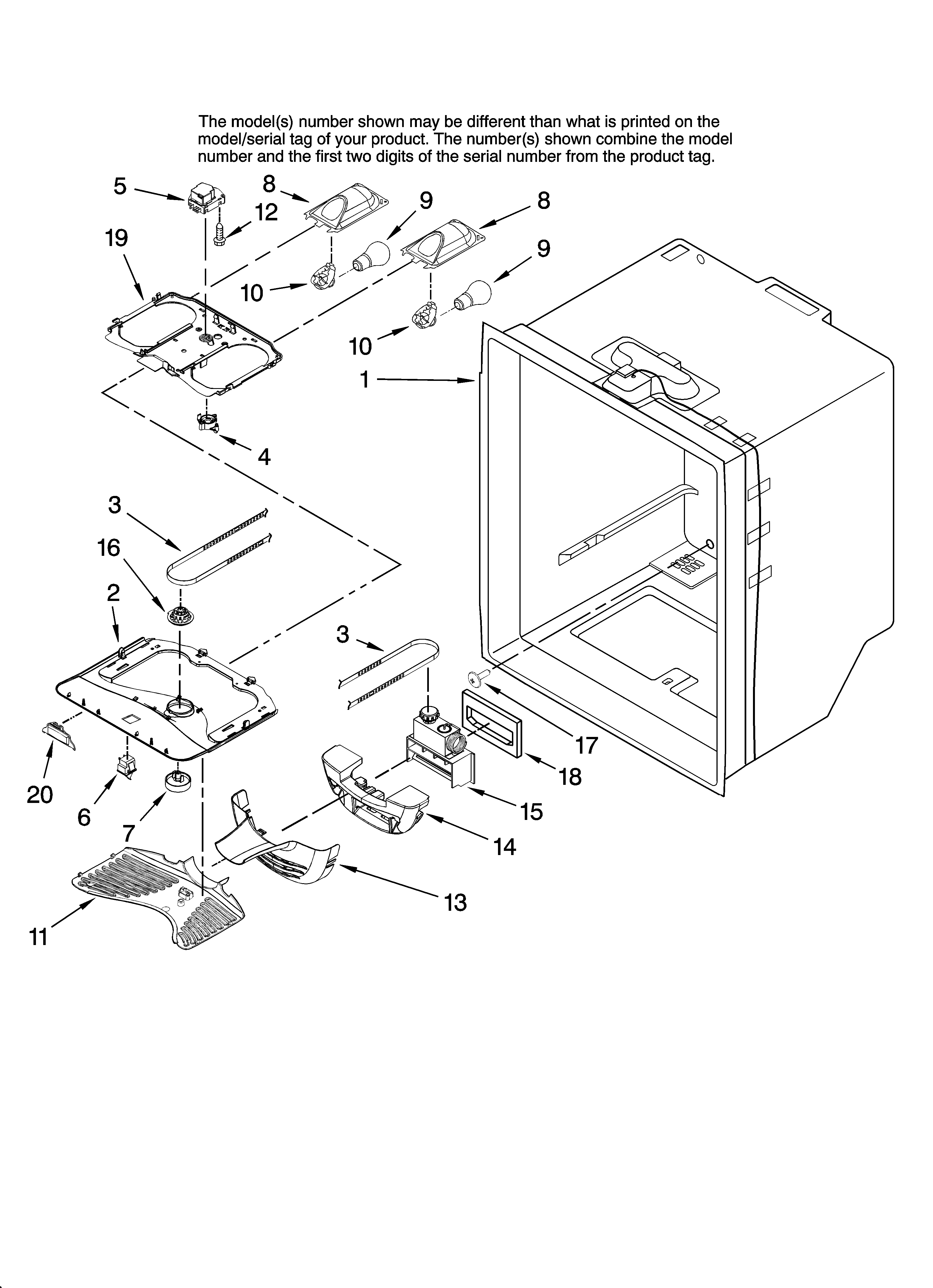 Maytag MBR1952KES12 refrigerator liner parts diagram