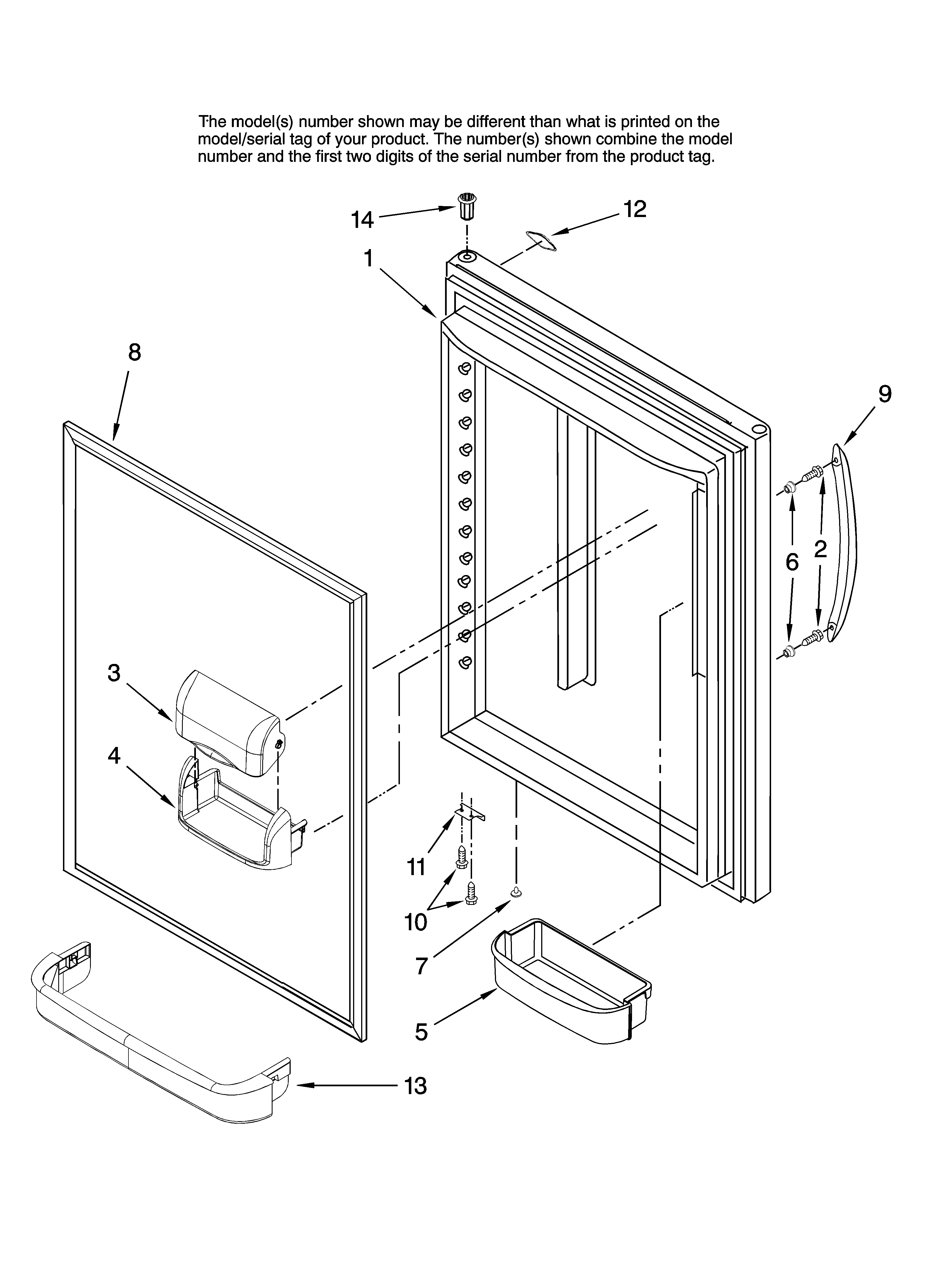 Maytag MBR1952KES12 refrigerator door parts diagram