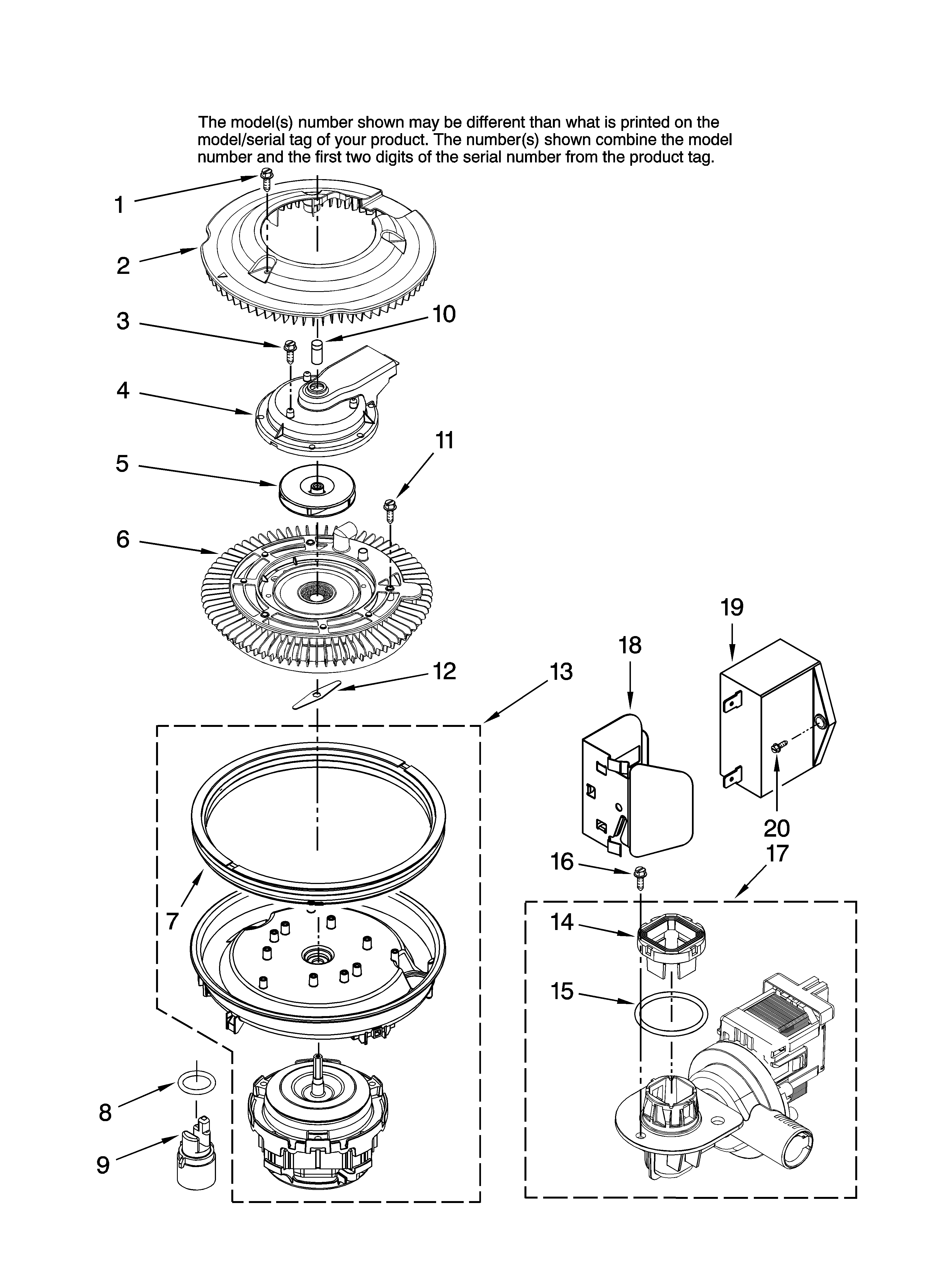 Maytag MDB6701AWQ10 pump and motor parts diagram