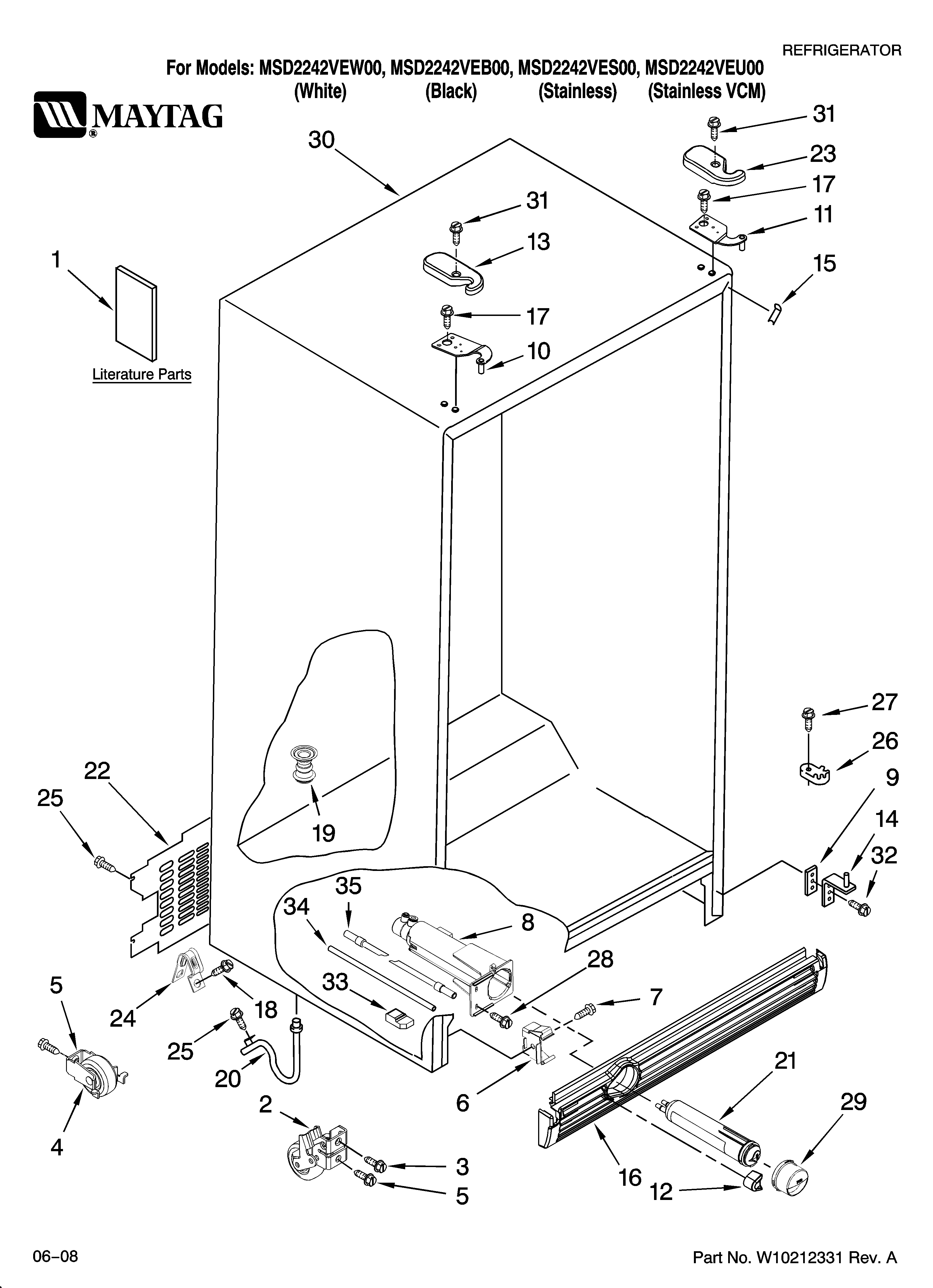 Maytag MSD2242VES00 cabinet parts diagram