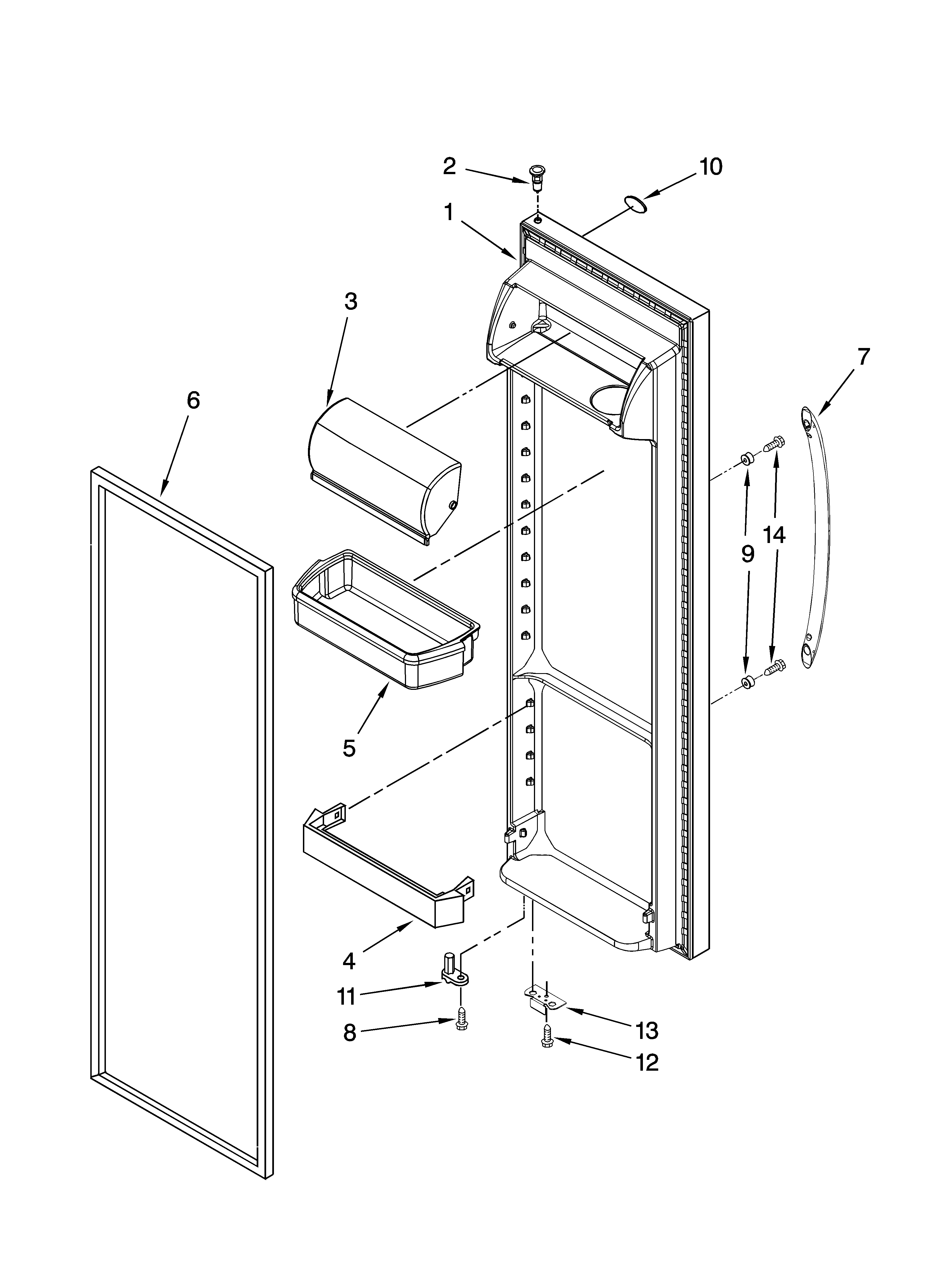 Maytag MSD2242VES00 refrigerator door parts diagram