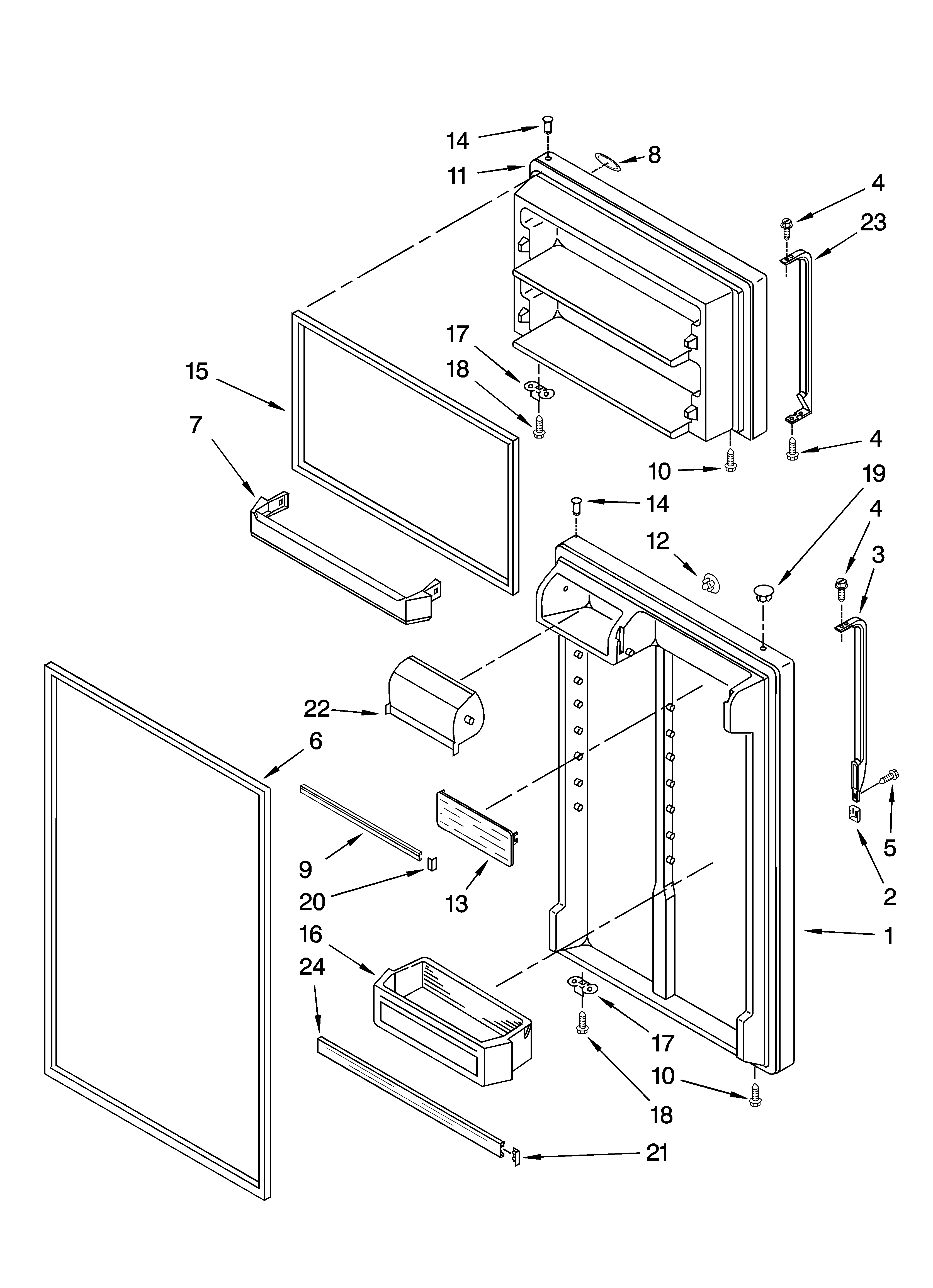 Maytag MTF2142EEQ01 door parts diagram