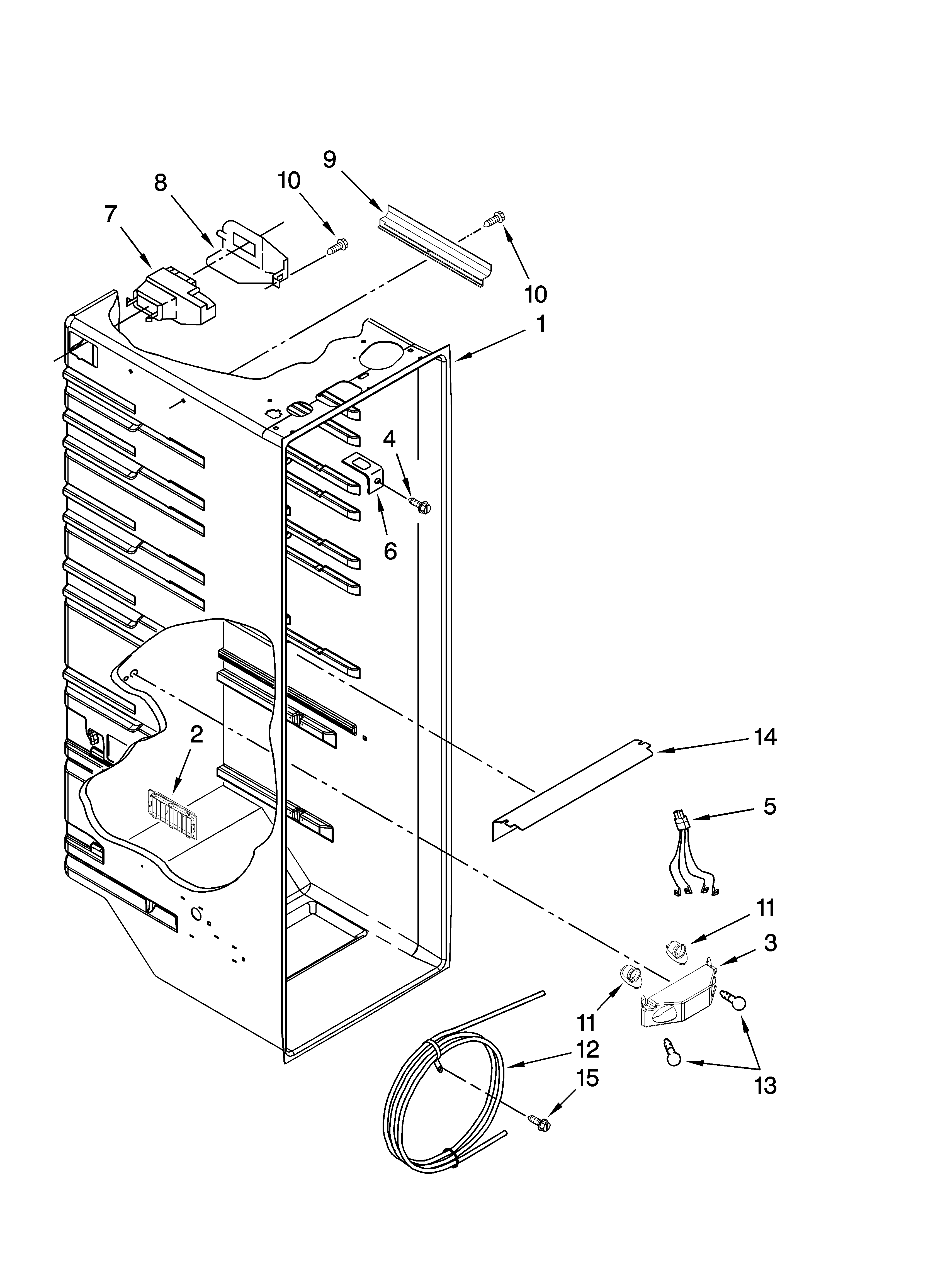 Whirlpool ED2VHEXVB00 refrigerator liner parts diagram
