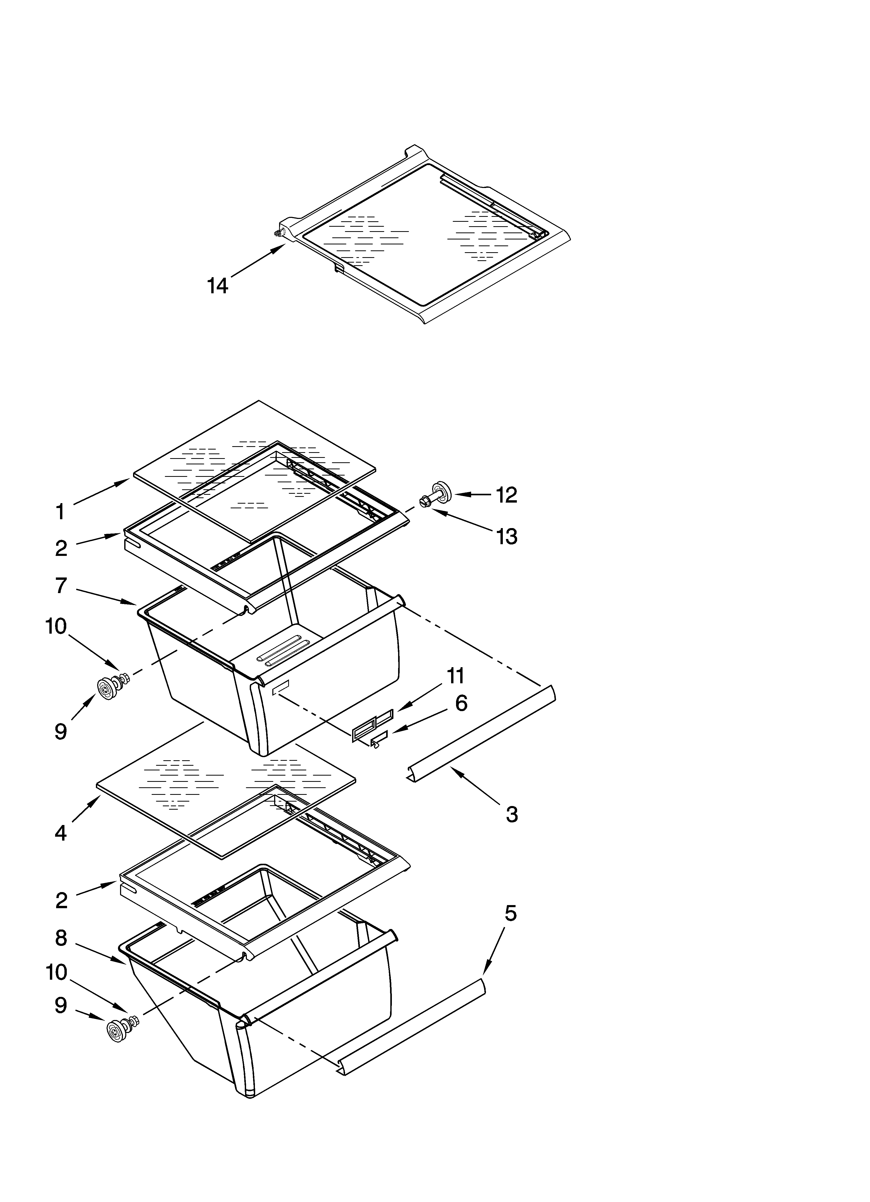 Whirlpool ED2VHEXVB00 refrigerator shelf parts diagram