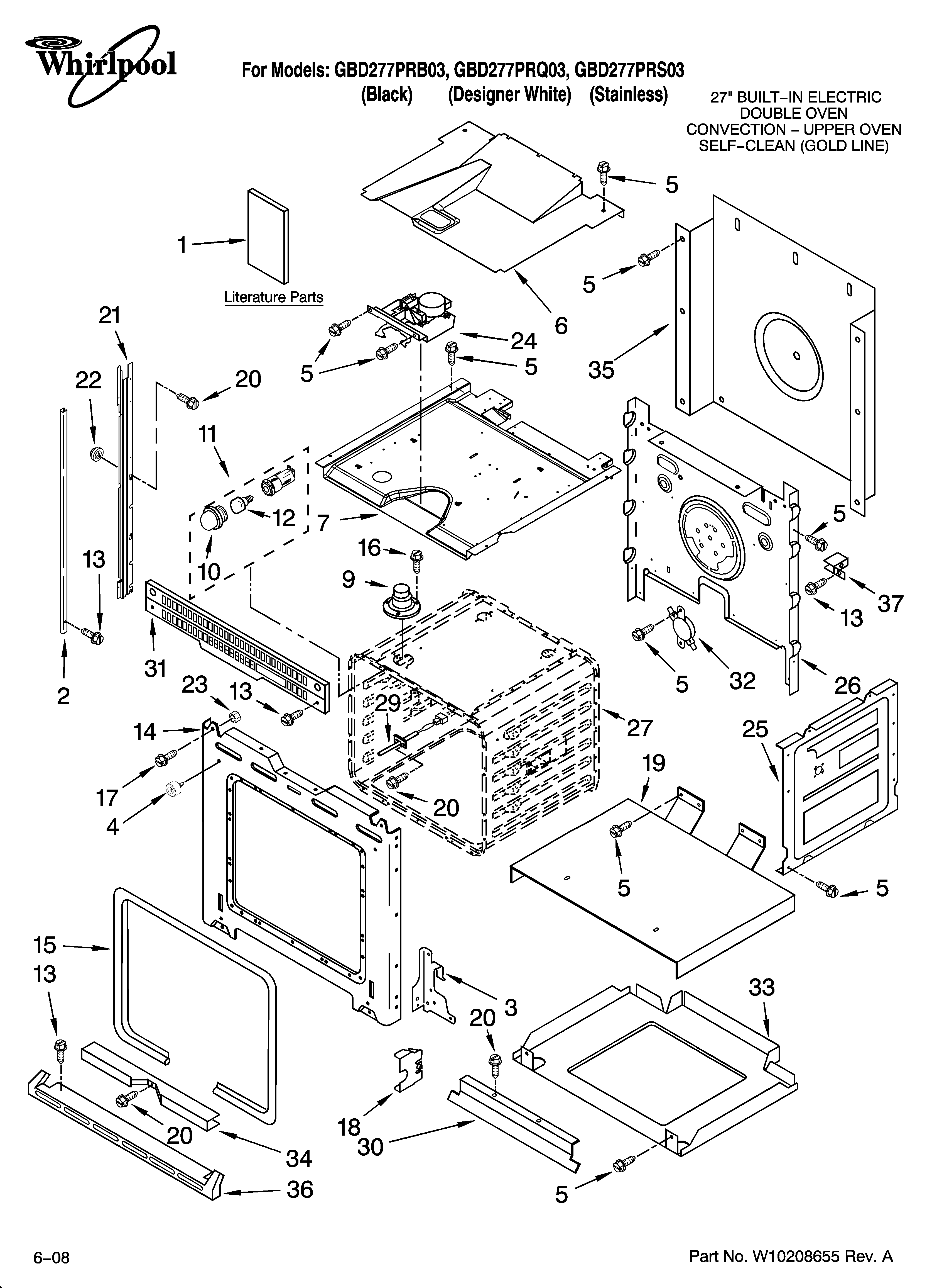 Whirlpool GBD277PRB03 oven parts diagram