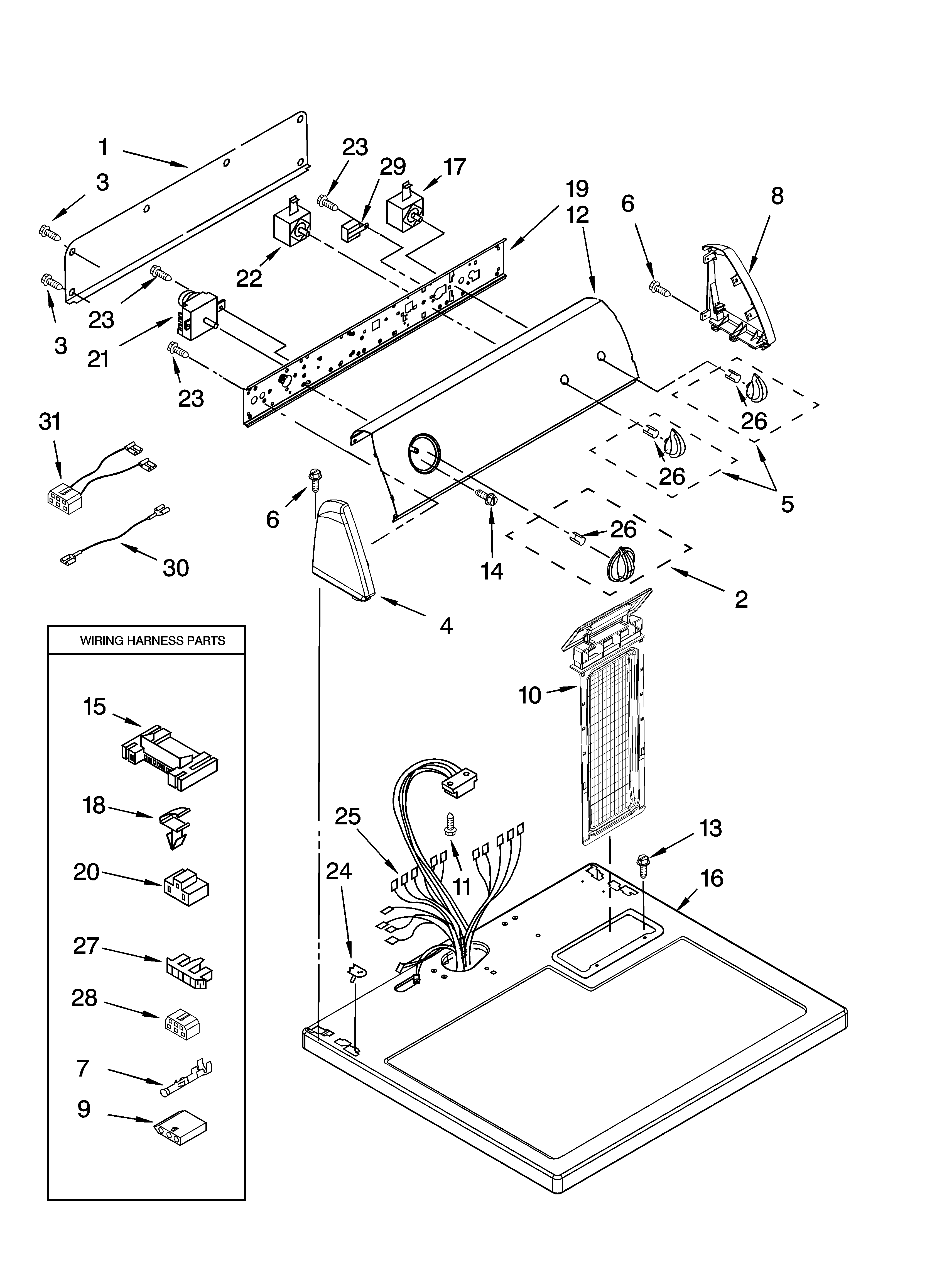 Inglis IV87000 top and console parts diagram