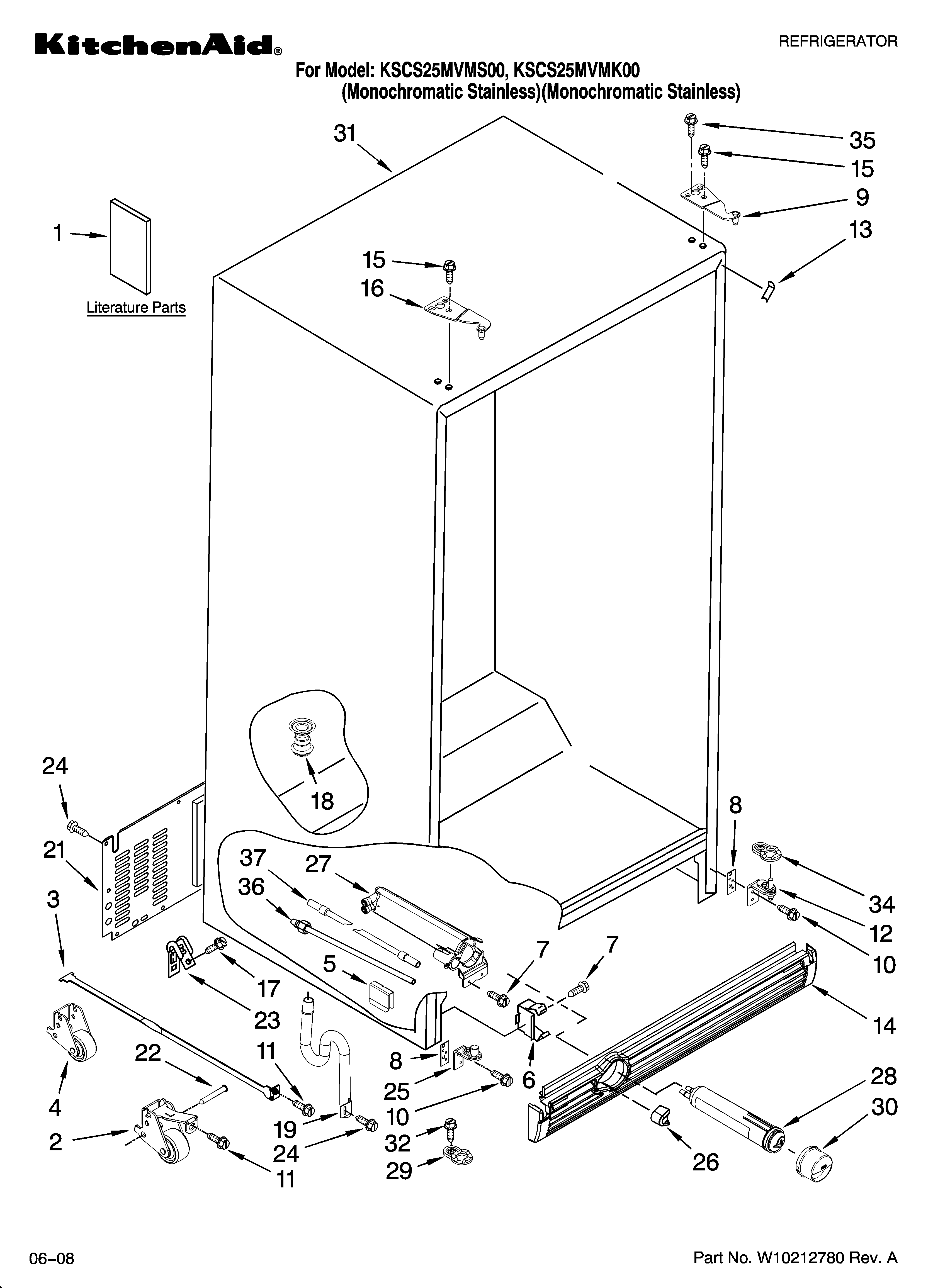KitchenAid KSCS25MVMK00 cabinet parts diagram