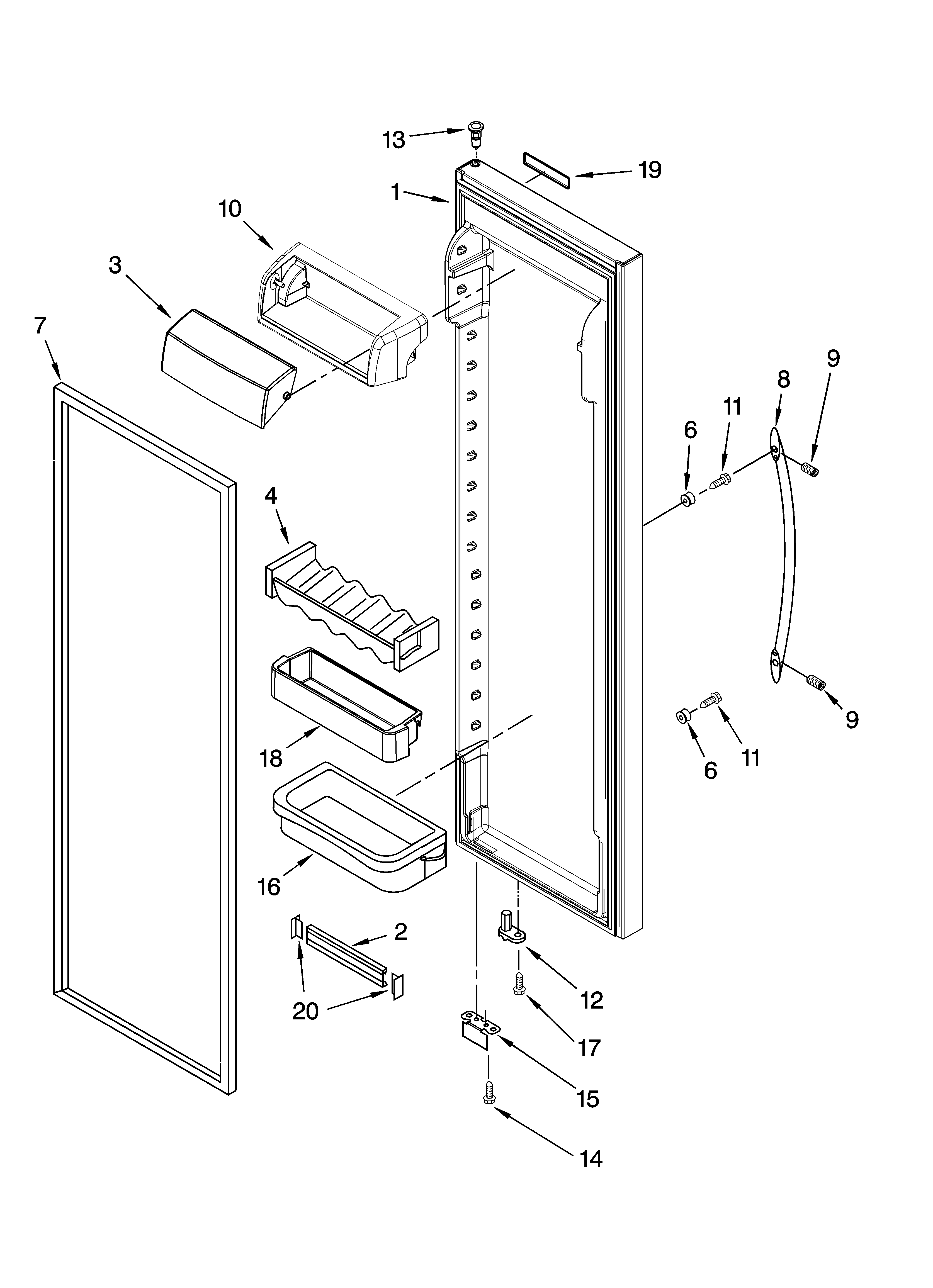 KitchenAid KSCS25MVMK00 refrigerator door parts diagram