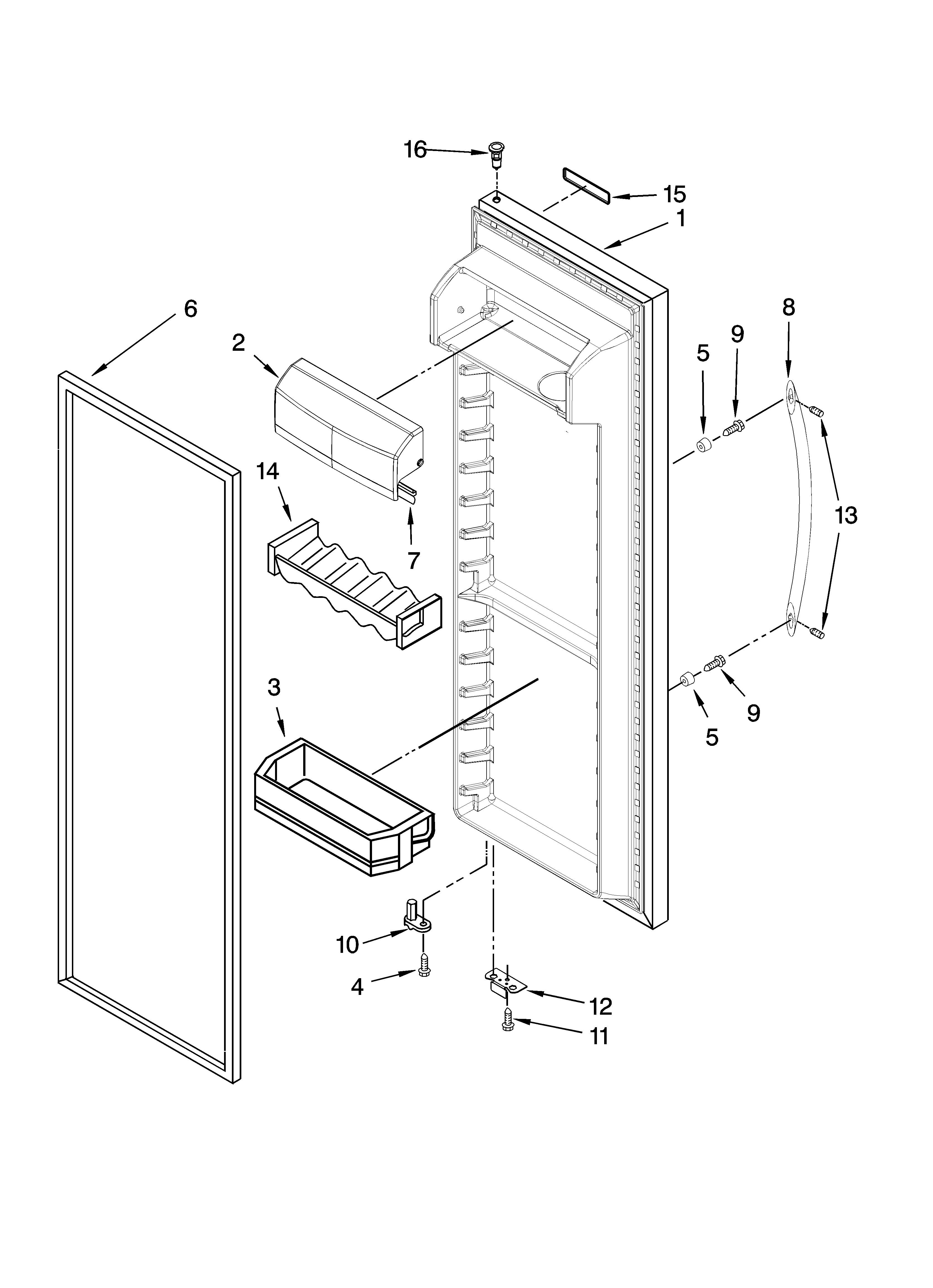 KitchenAid KSRS25RVWH02 refrigerator door parts diagram