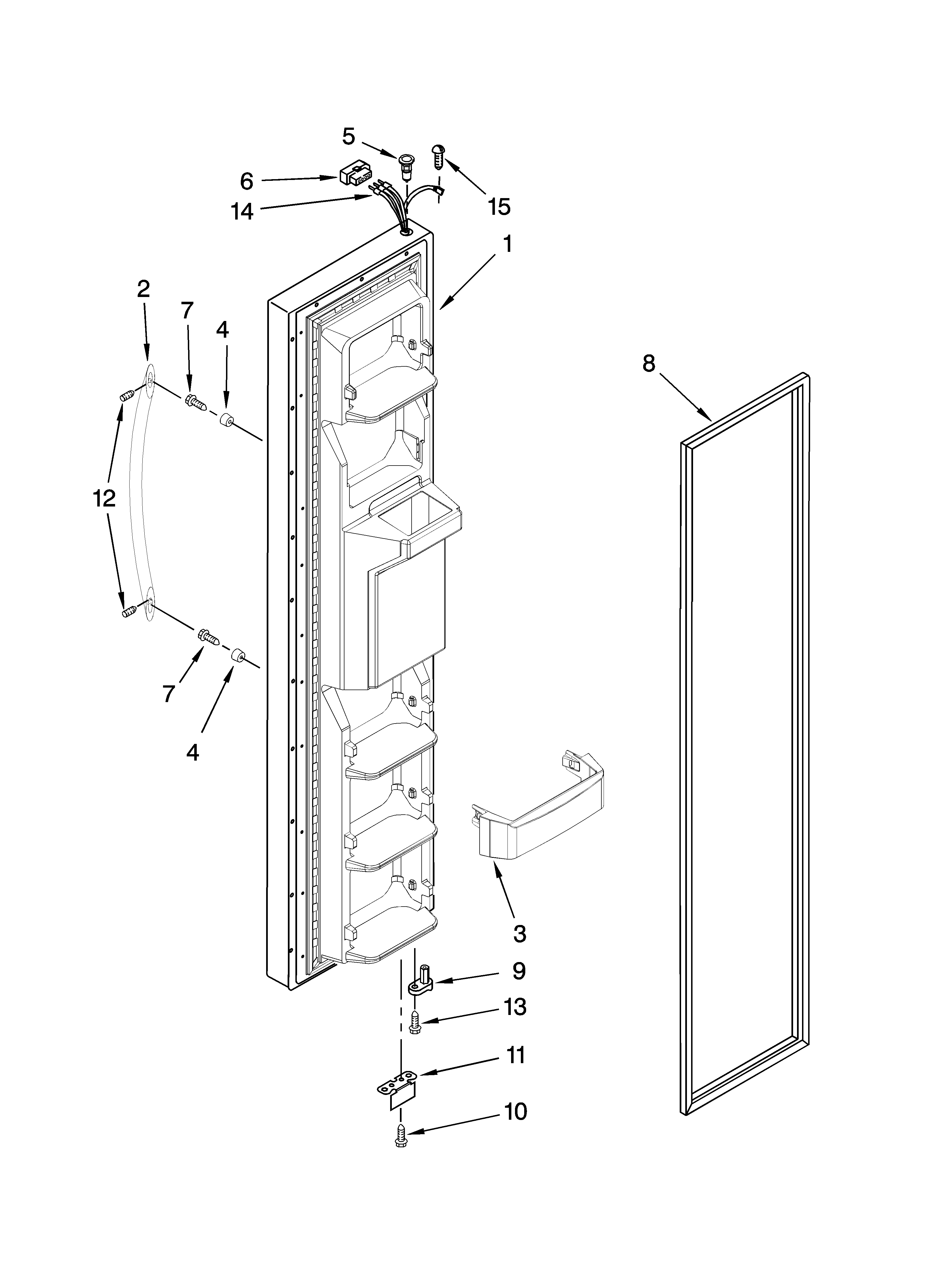KitchenAid KSRS25RVWH02 freezer door parts diagram