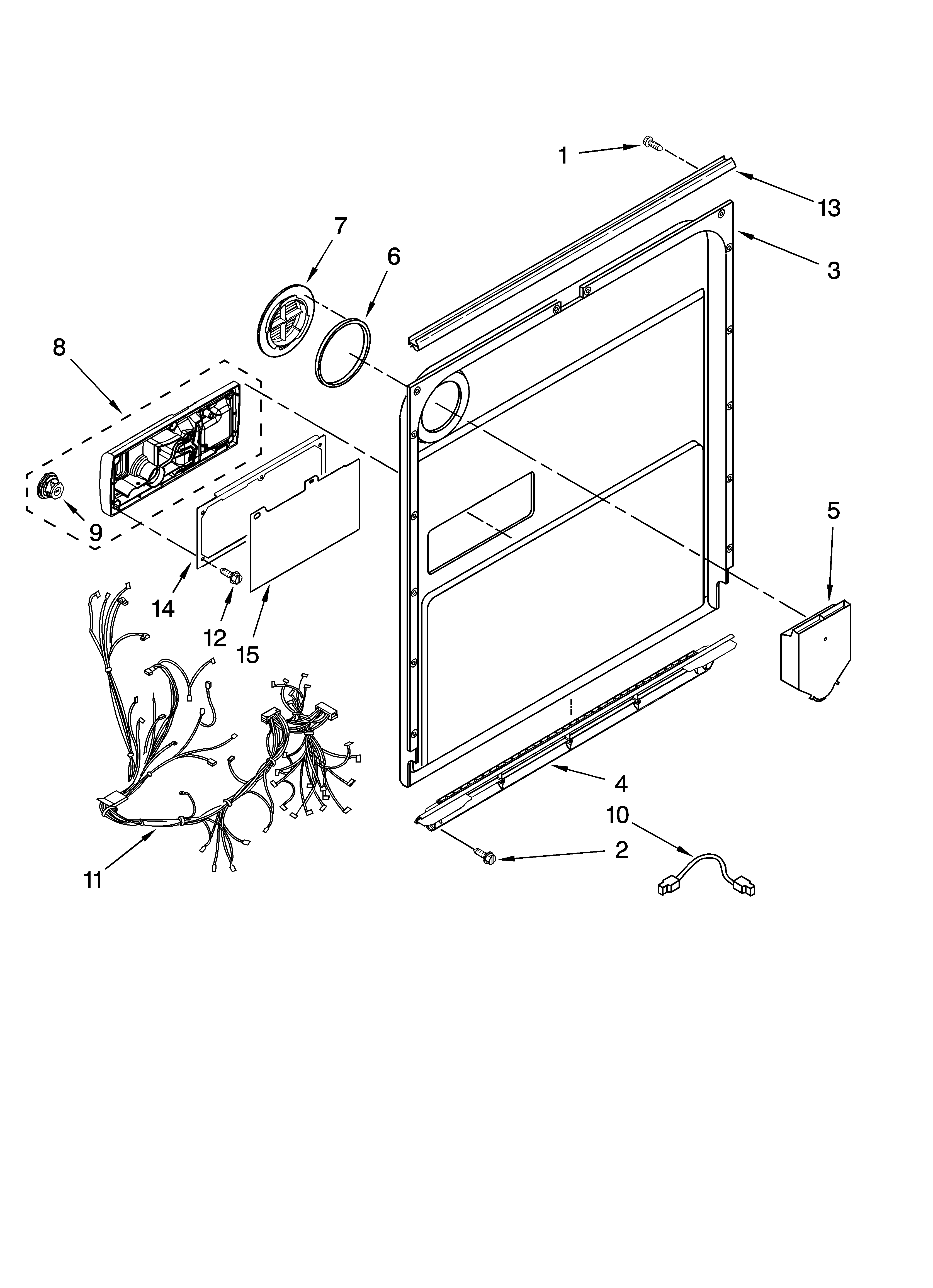 KitchenAid KUDM03FTSS3 door and latch parts diagram