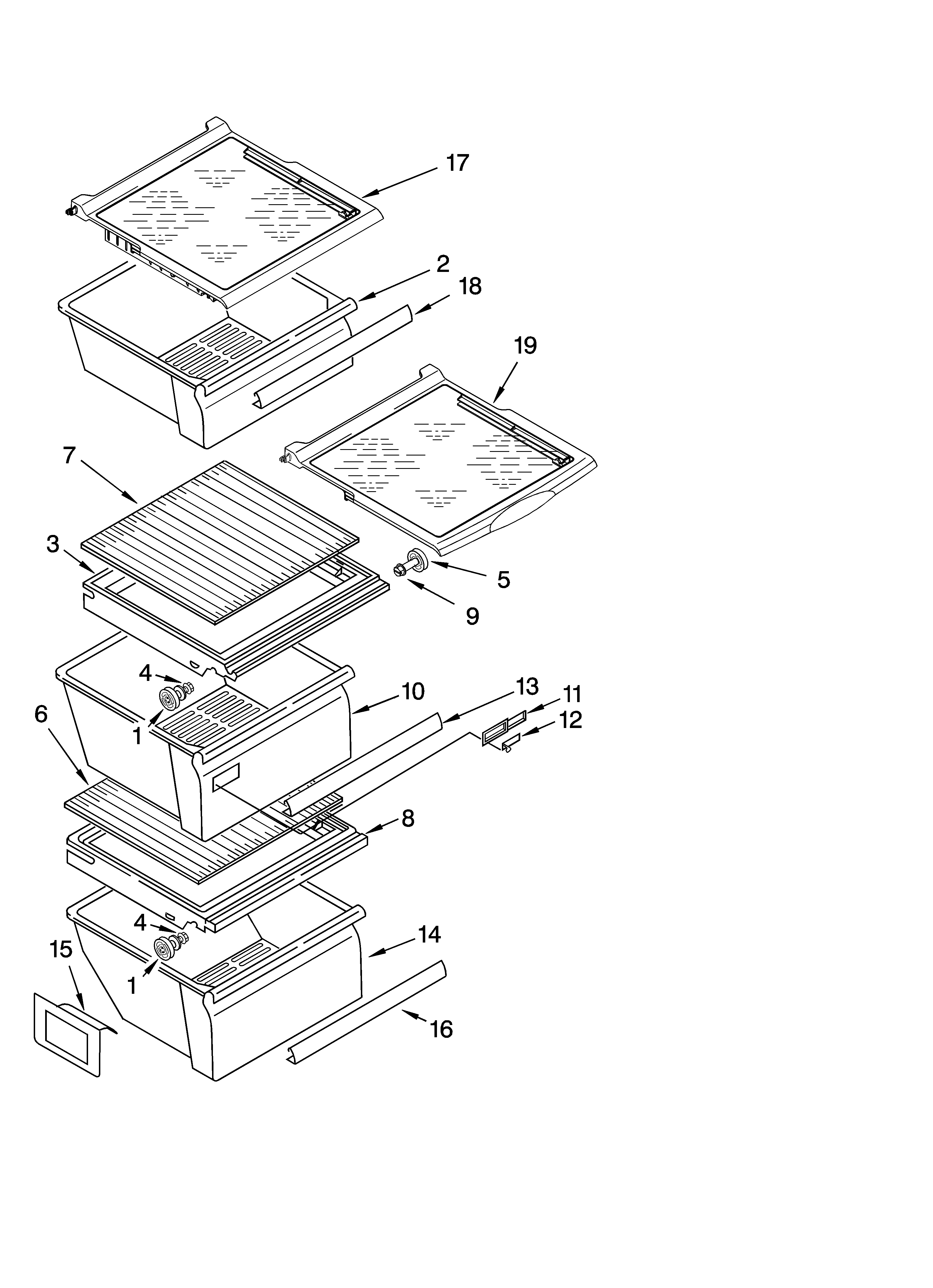 Maytag MSD2554VEQ00 refrigerator shelf parts diagram