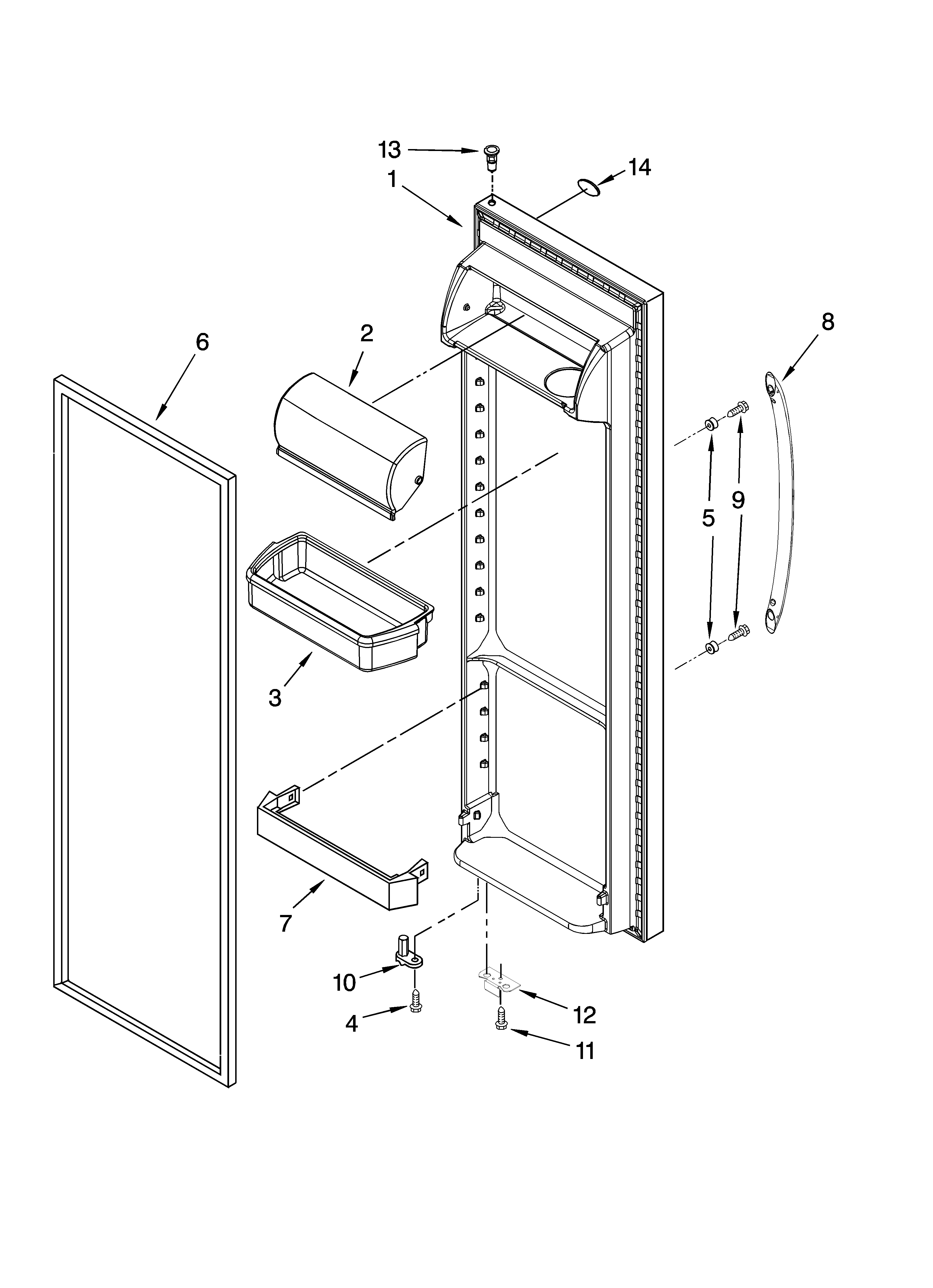 Maytag MSD2554VEQ00 refrigerator door parts diagram