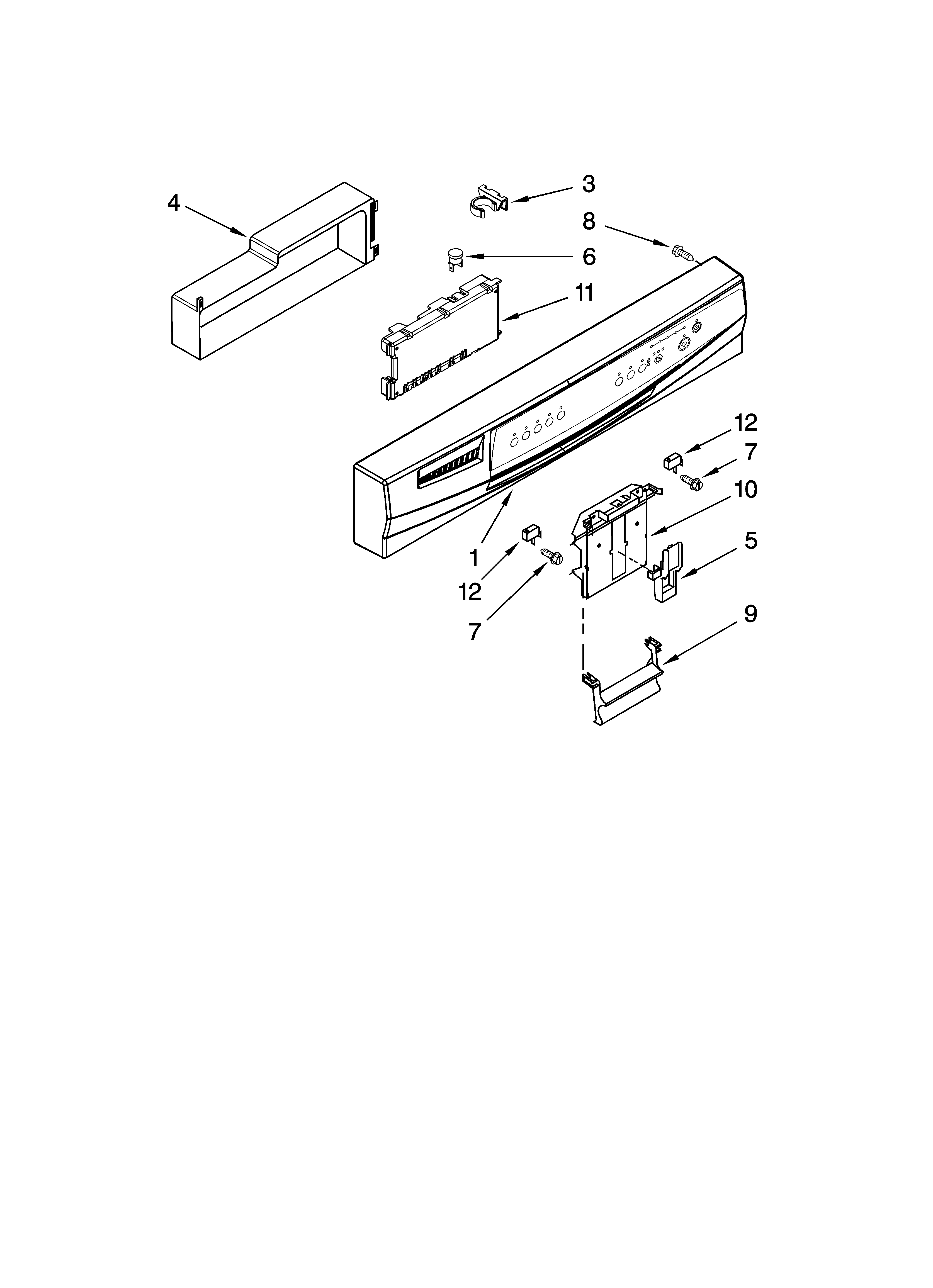 Whirlpool DU1100XTPBB control panel parts diagram