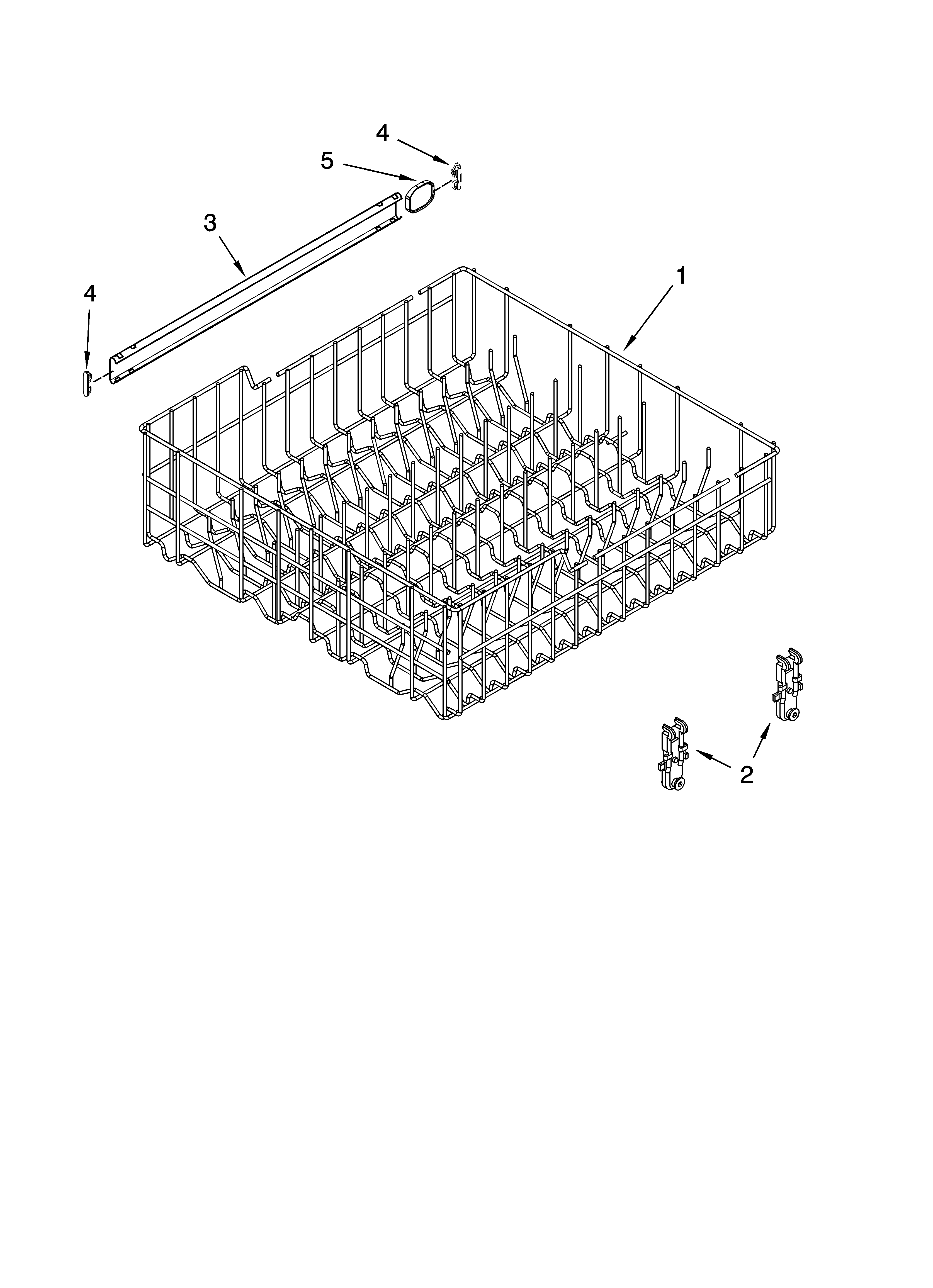Whirlpool DU1100XTPBB upper rack and track parts diagram
