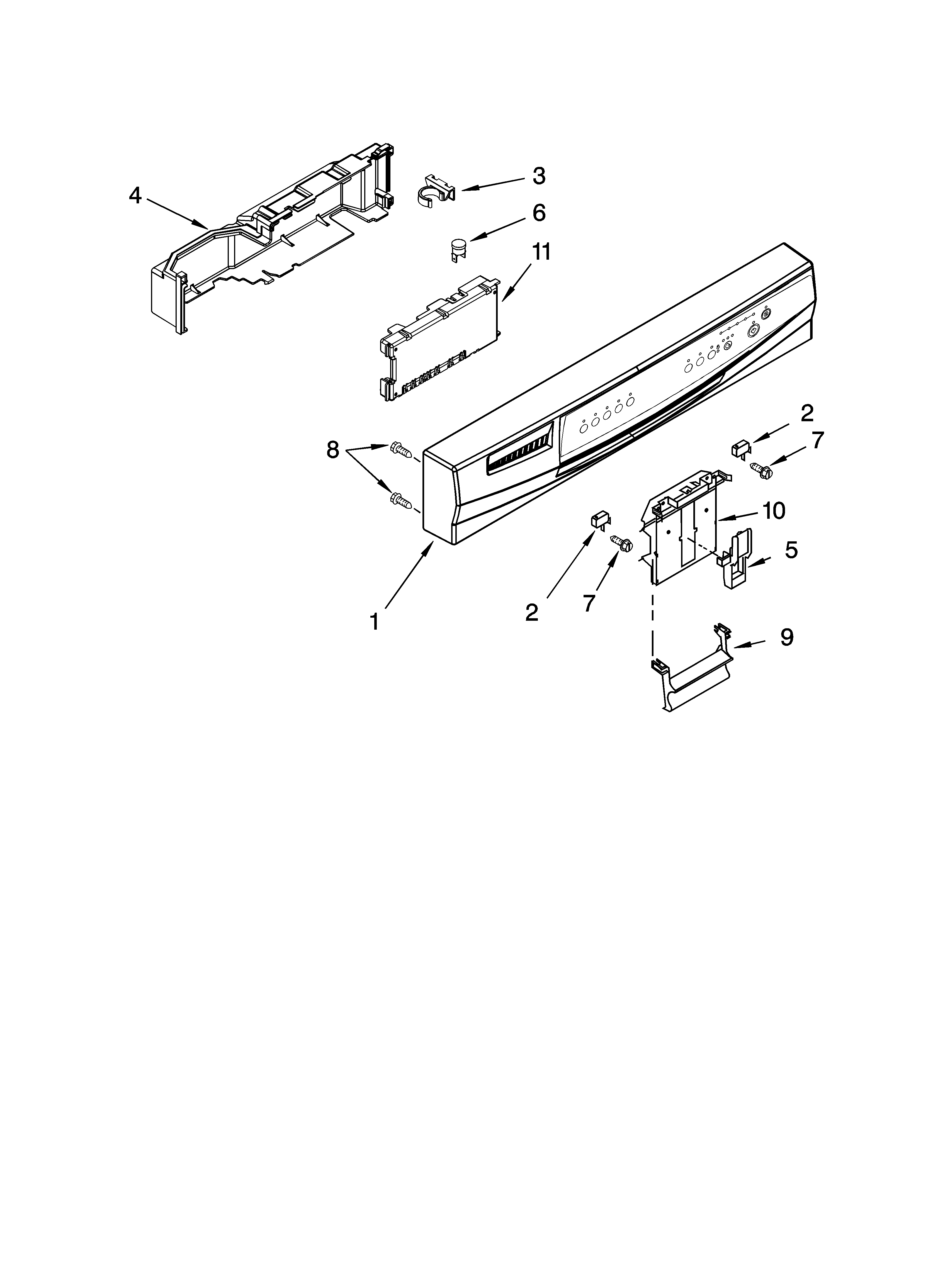 Whirlpool DU1101XTPSB control panel parts diagram