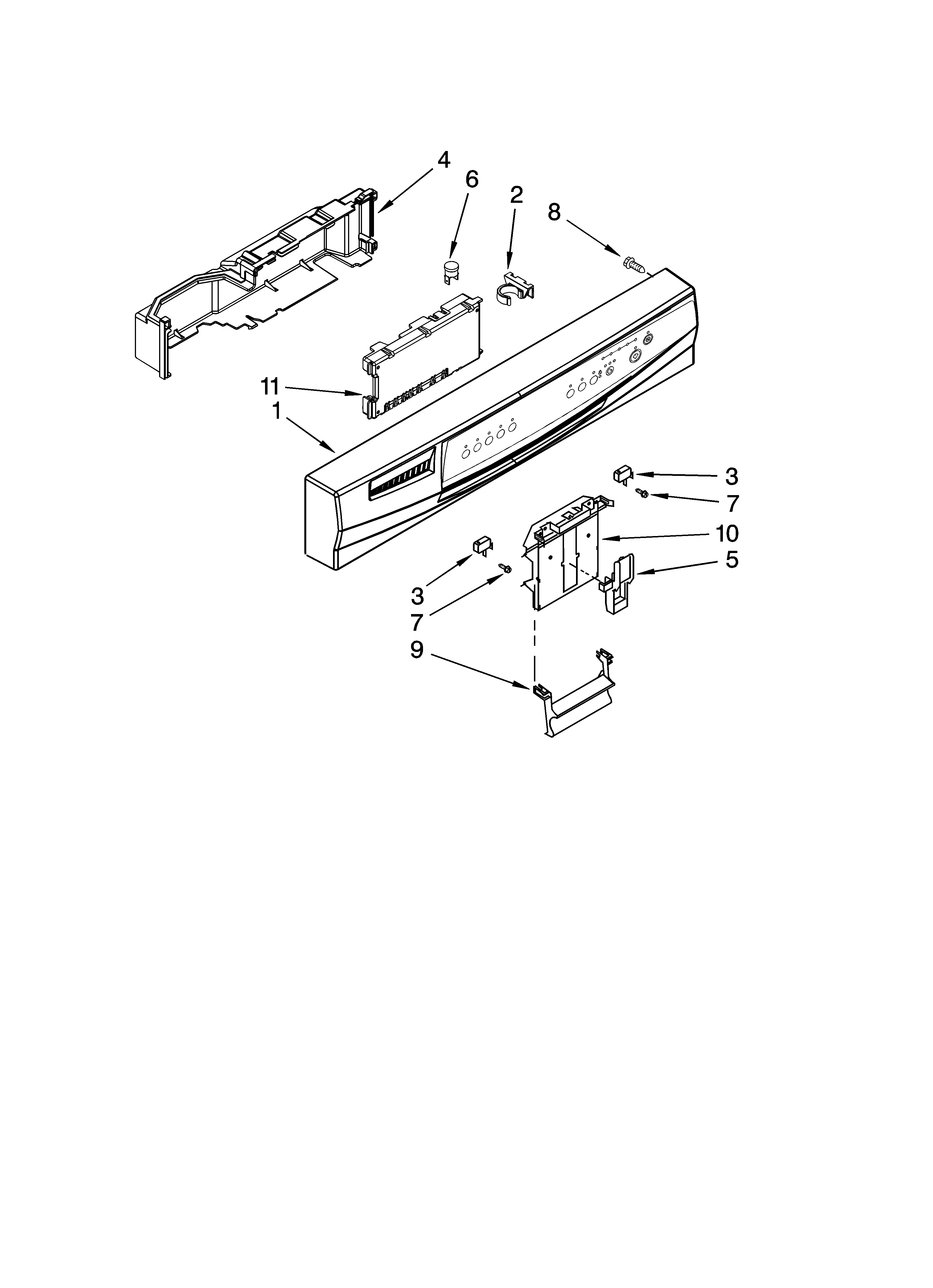 Whirlpool DU1148XTPBB control panel parts diagram
