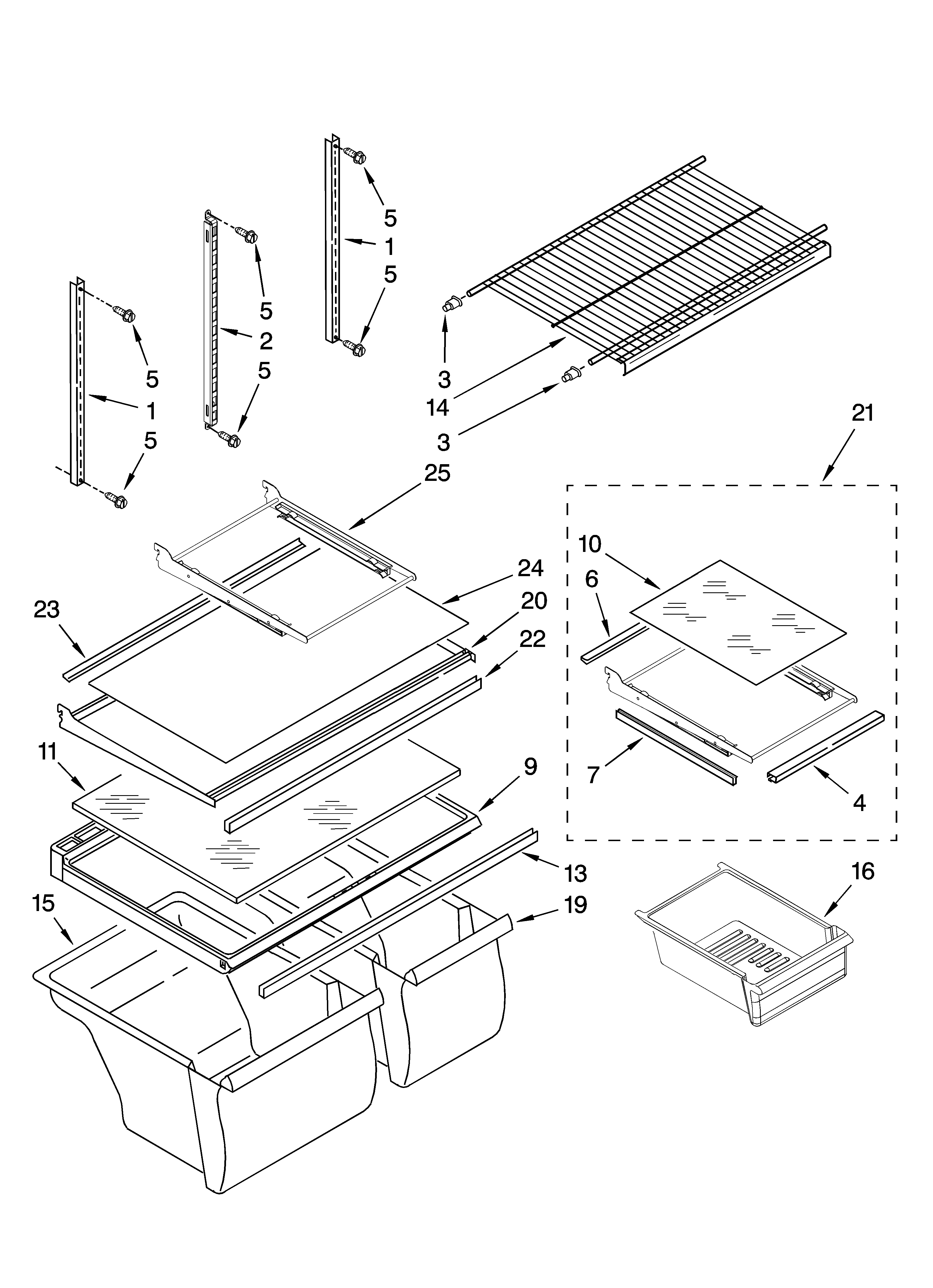 Whirlpool ER9FHKXVS01 shelf parts diagram