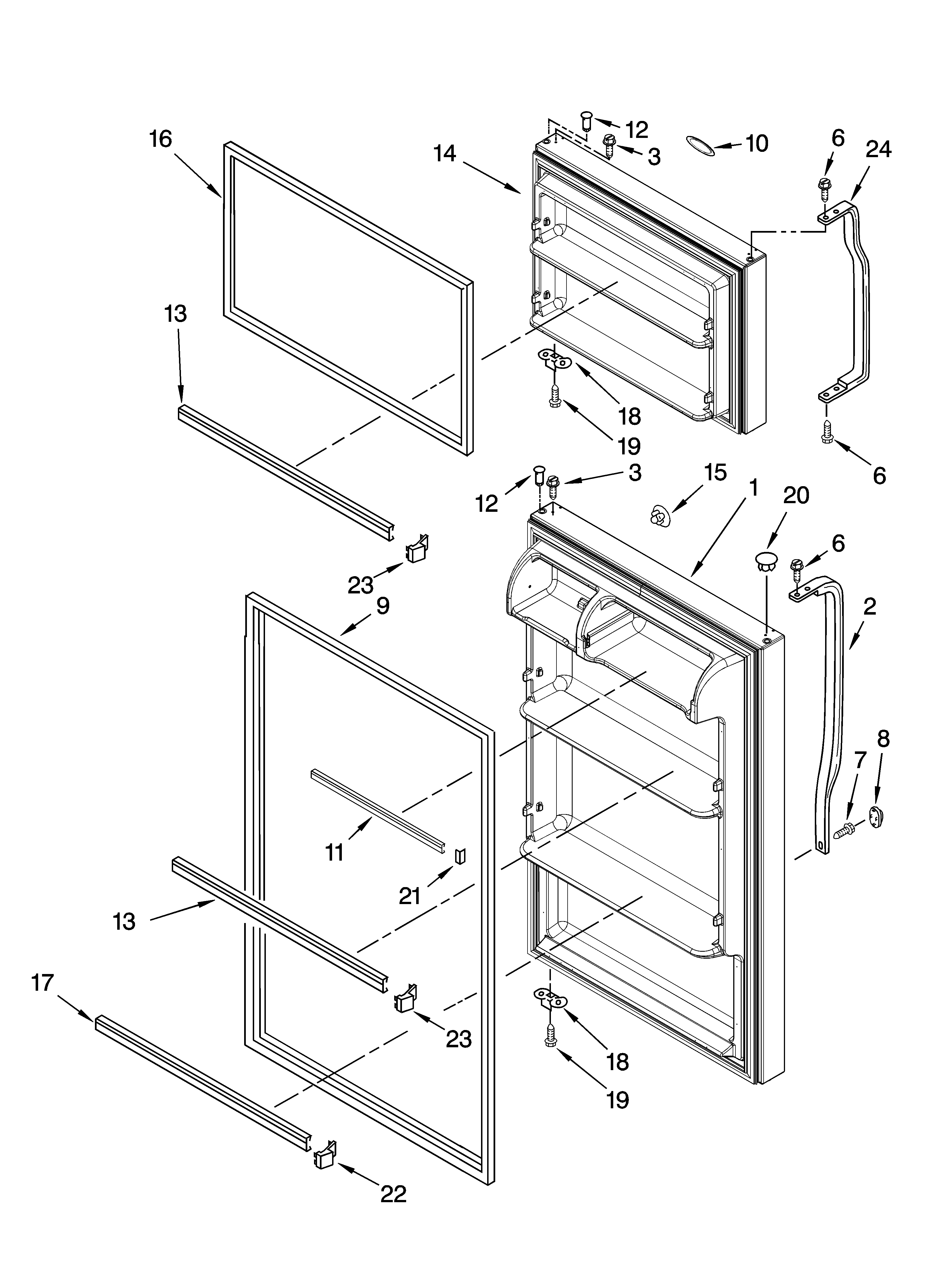 Whirlpool ET4WSKXST01 door parts diagram
