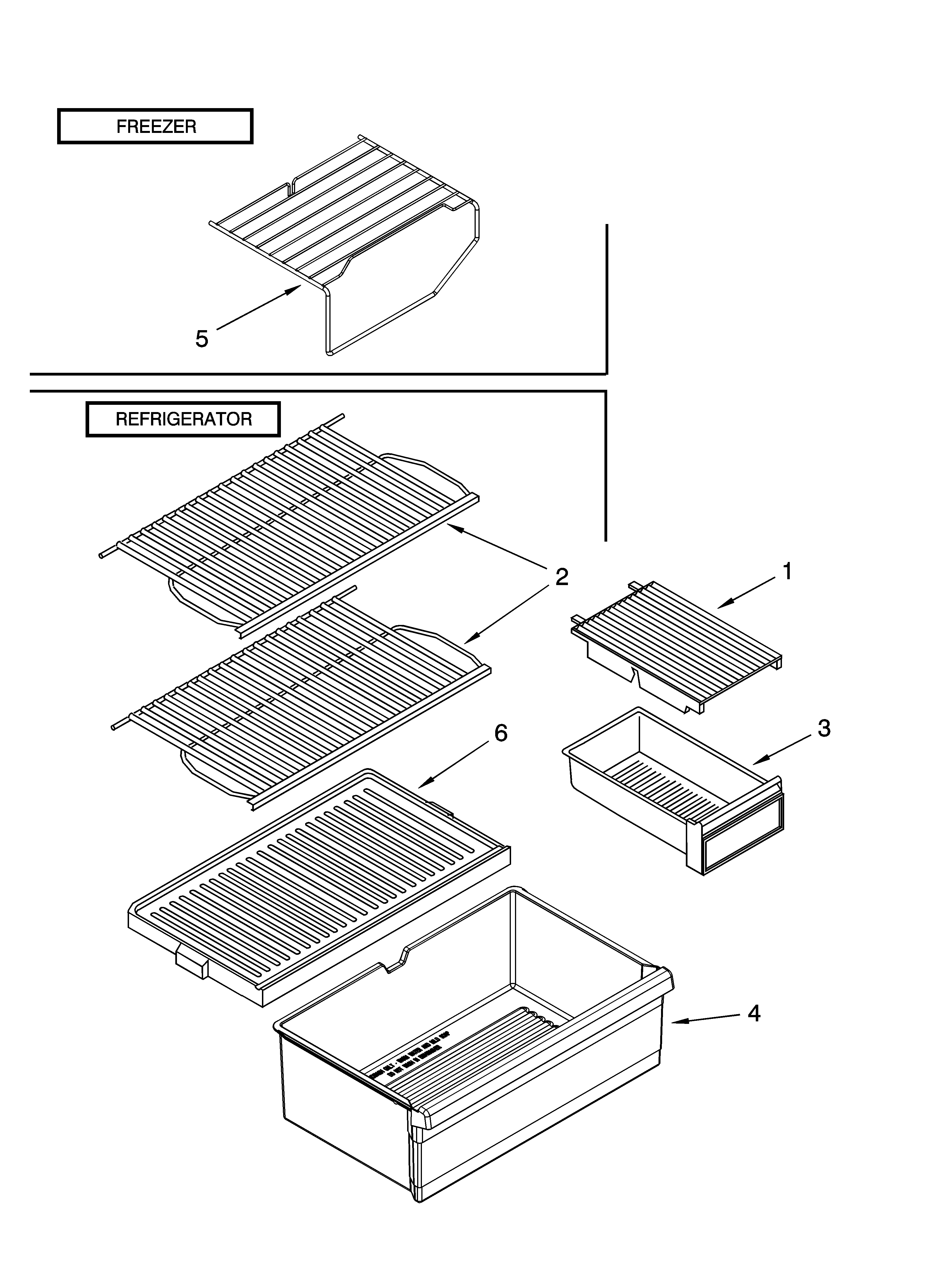 Whirlpool ET6WSKXST03 shelf parts, optional parts diagram