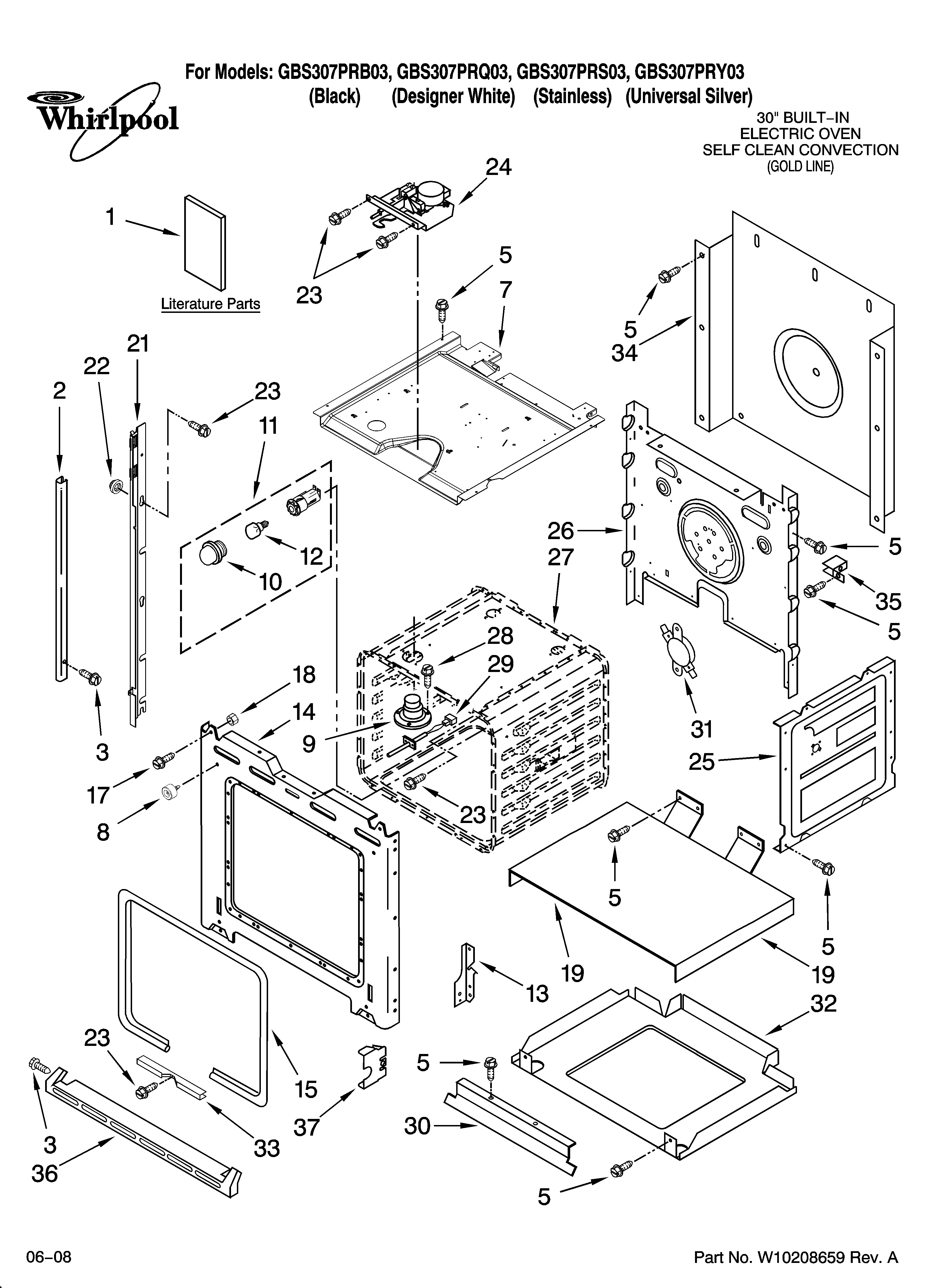 Whirlpool GBS307PRB03 oven parts diagram