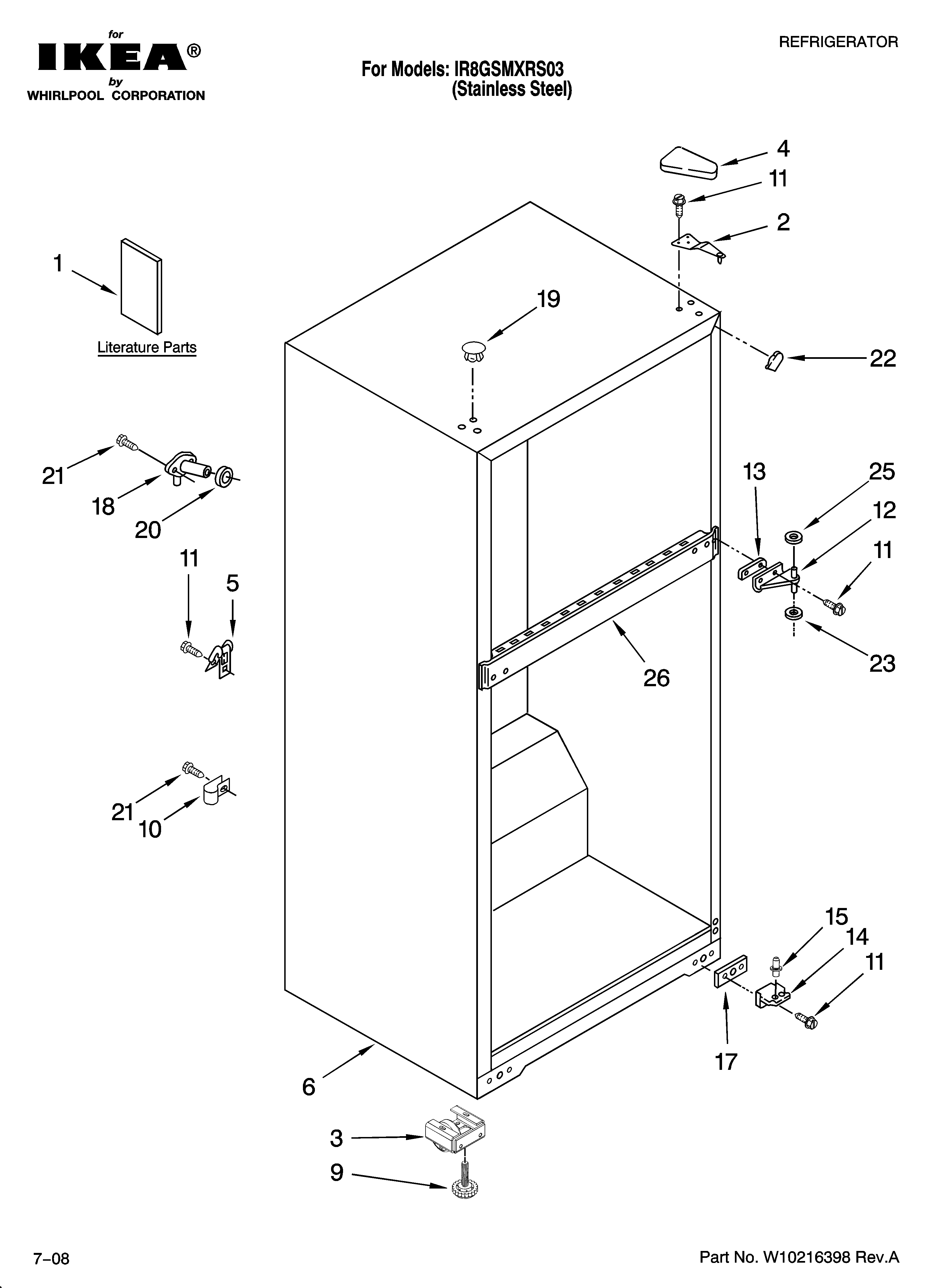 Ikea IR8GSMXRS03 cabinet parts diagram