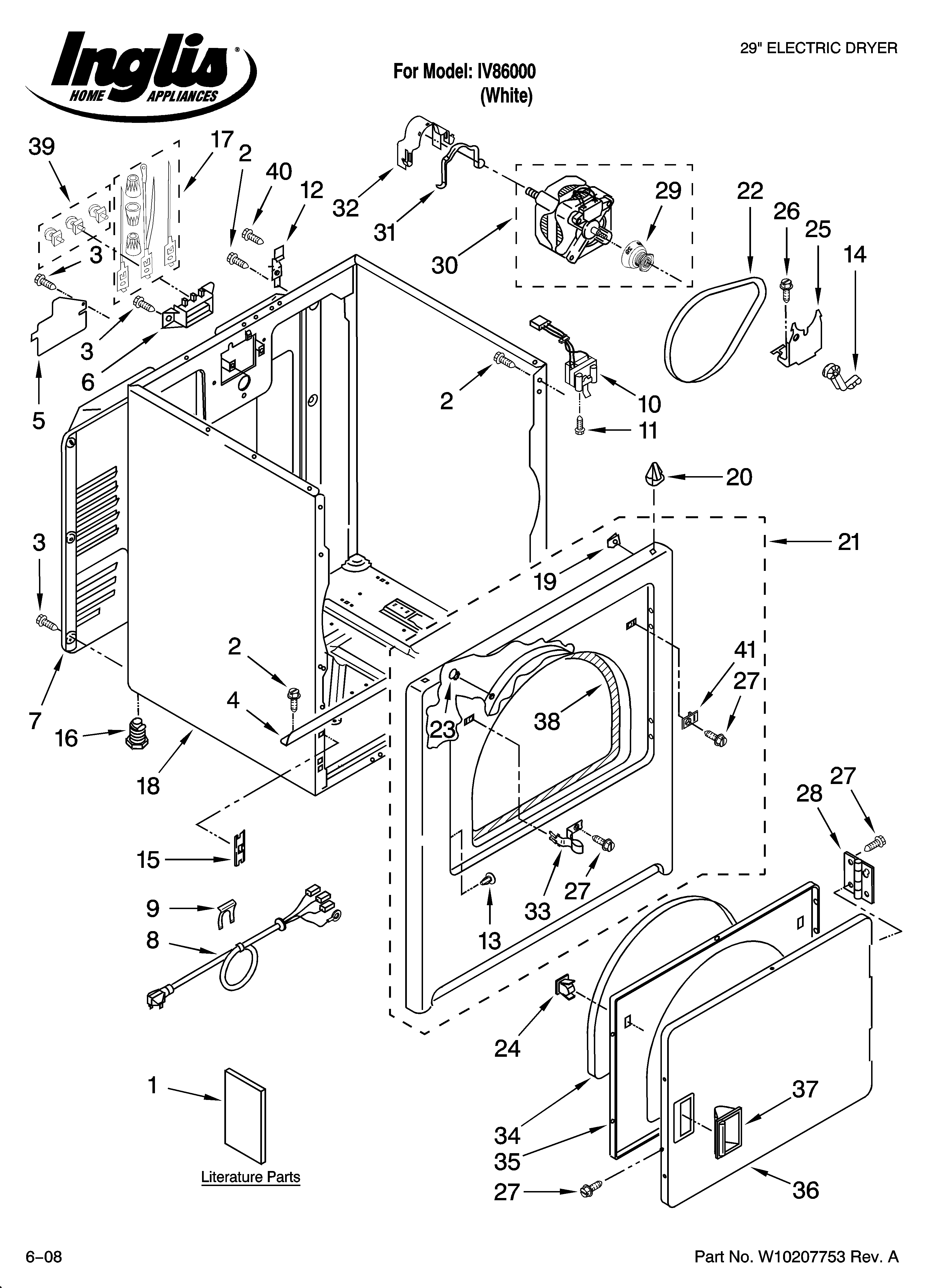 Inglis IV86000 cabinet parts diagram