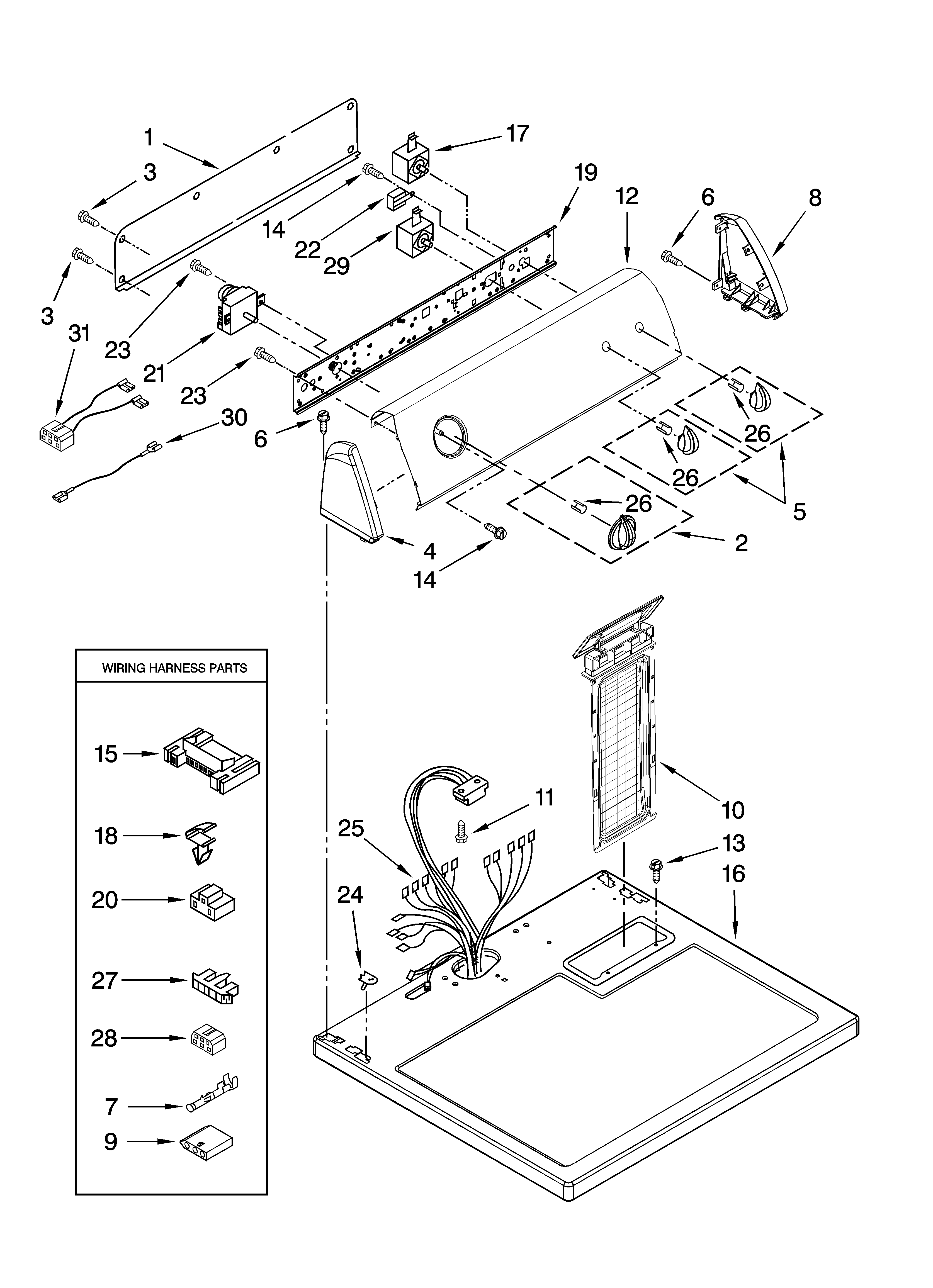 Inglis IV86000 top and console parts diagram