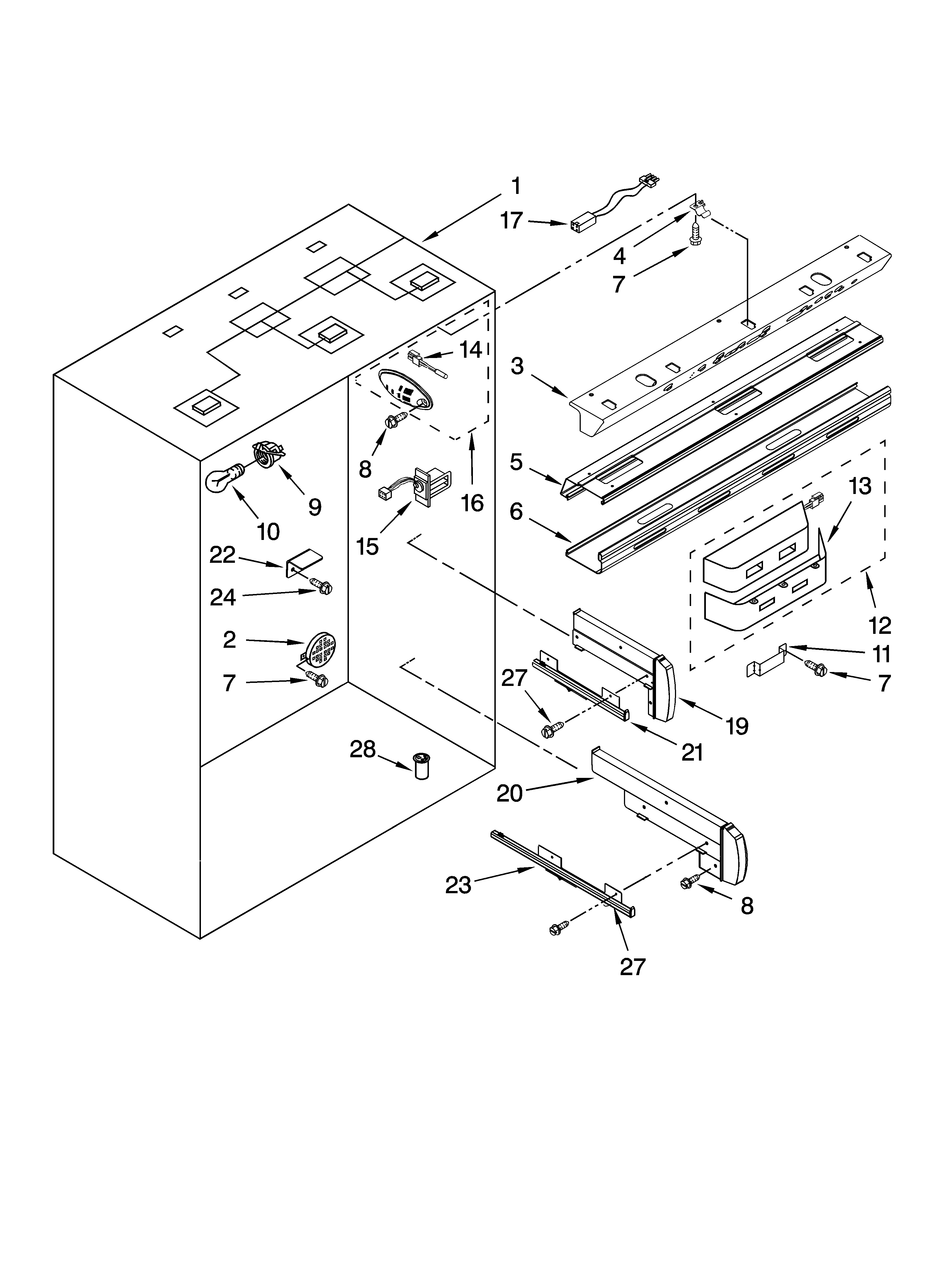 KitchenAid KBLC36FTS03 refrigerator liner parts diagram