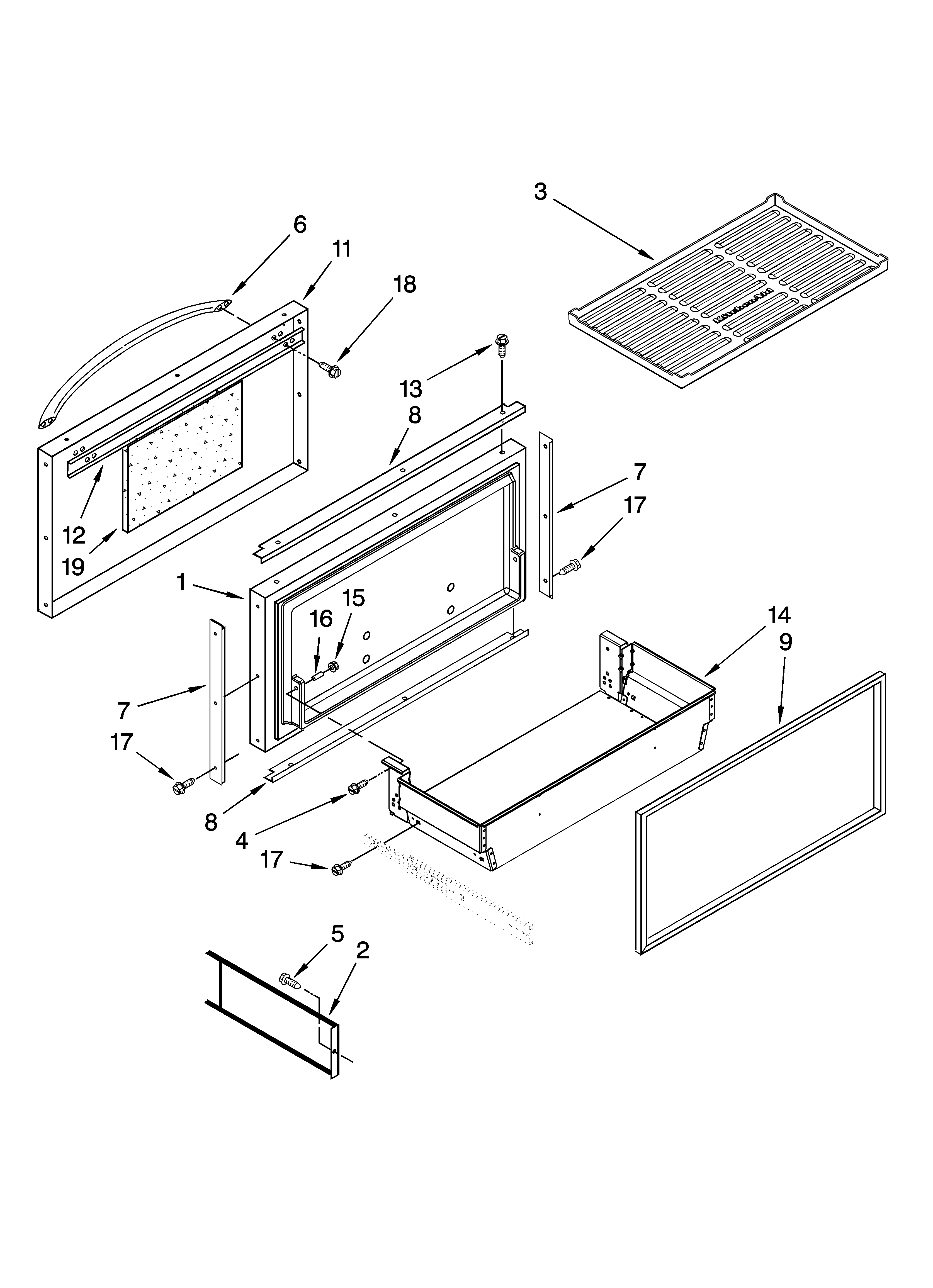 KitchenAid KBLC36FTS03 freezer door and basket parts diagram