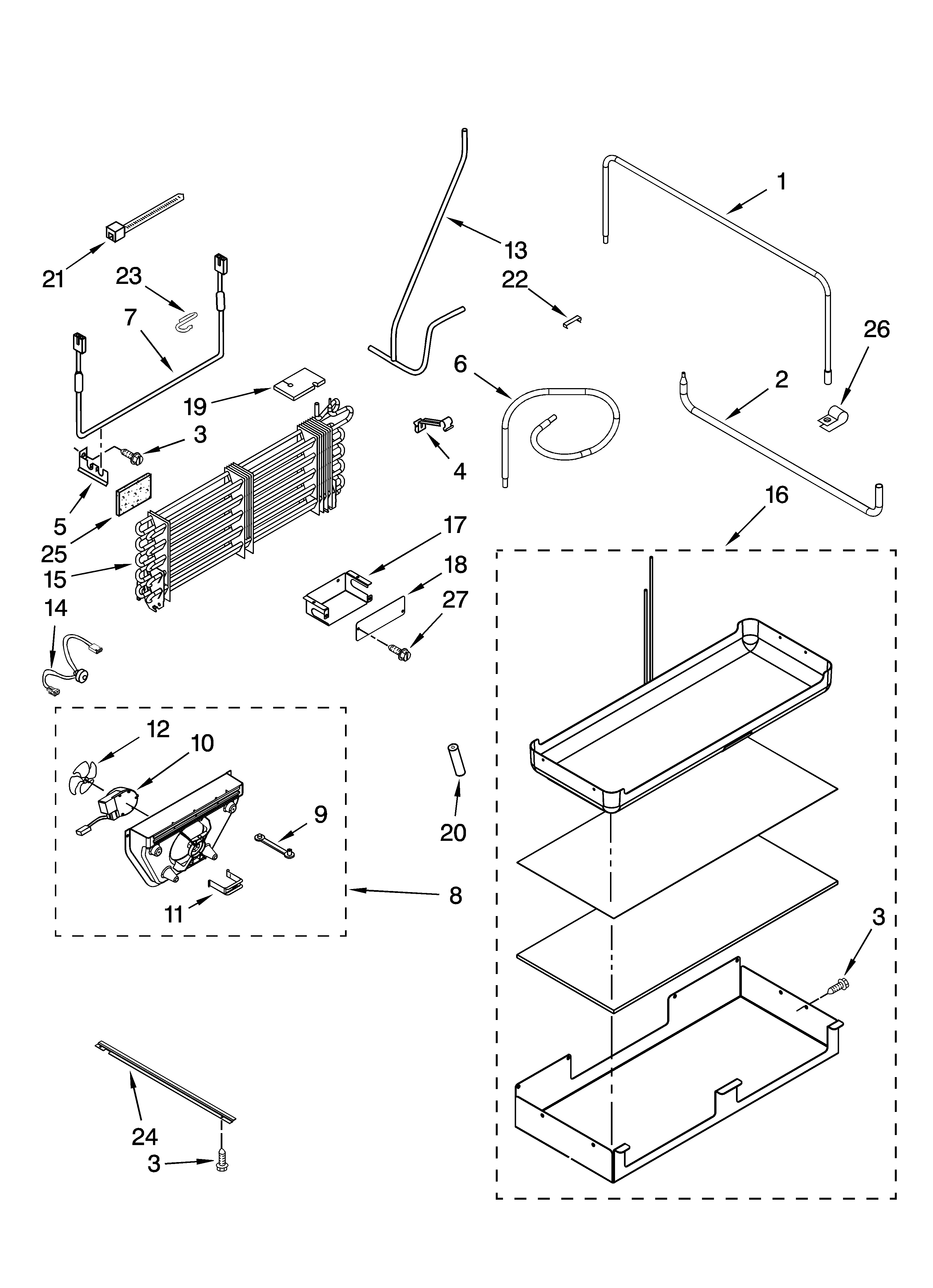 KitchenAid KBLC36FTS03 lower unit and tube parts diagram