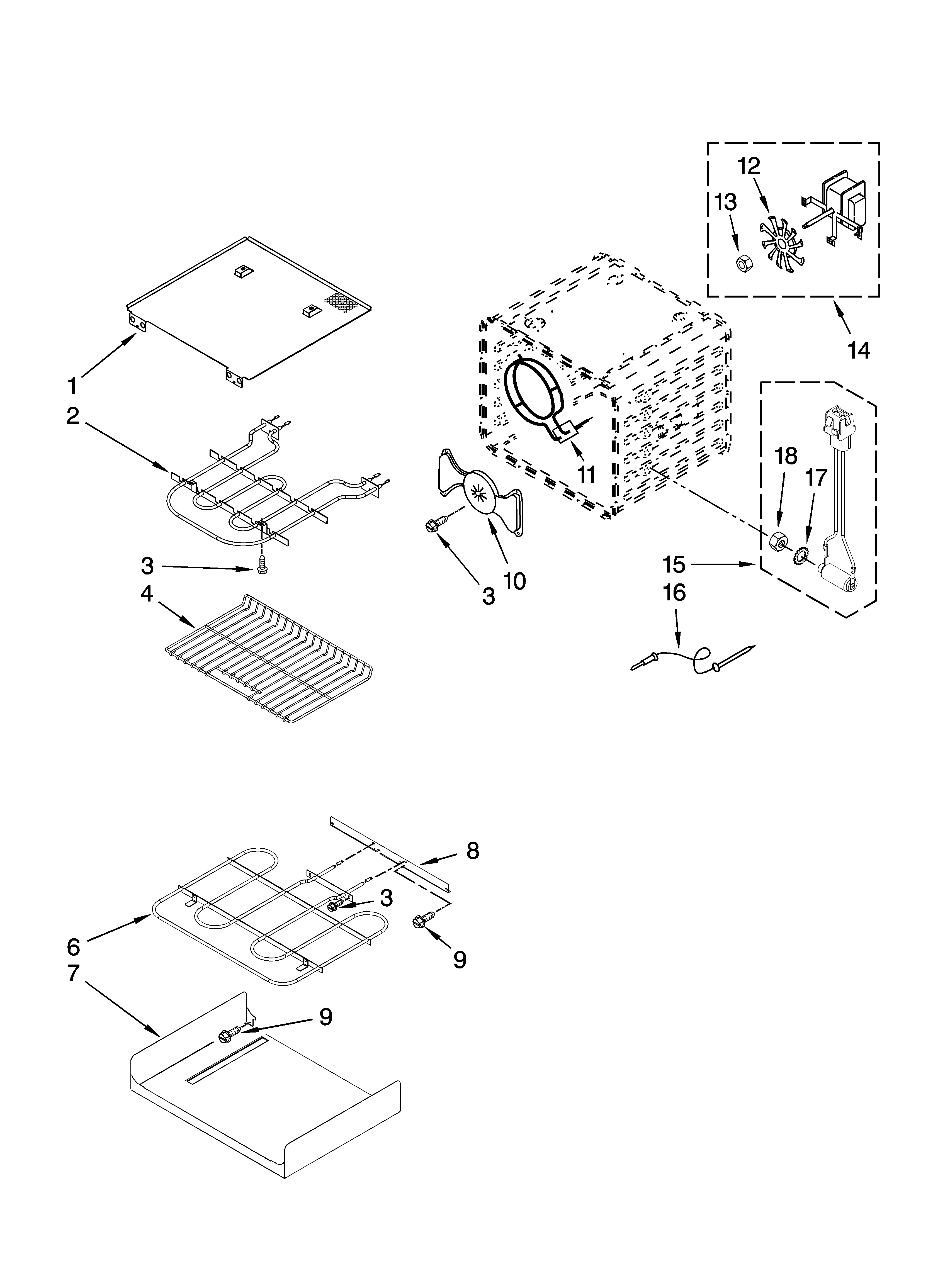 KitchenAid KEBS177SWH02 internal oven parts diagram