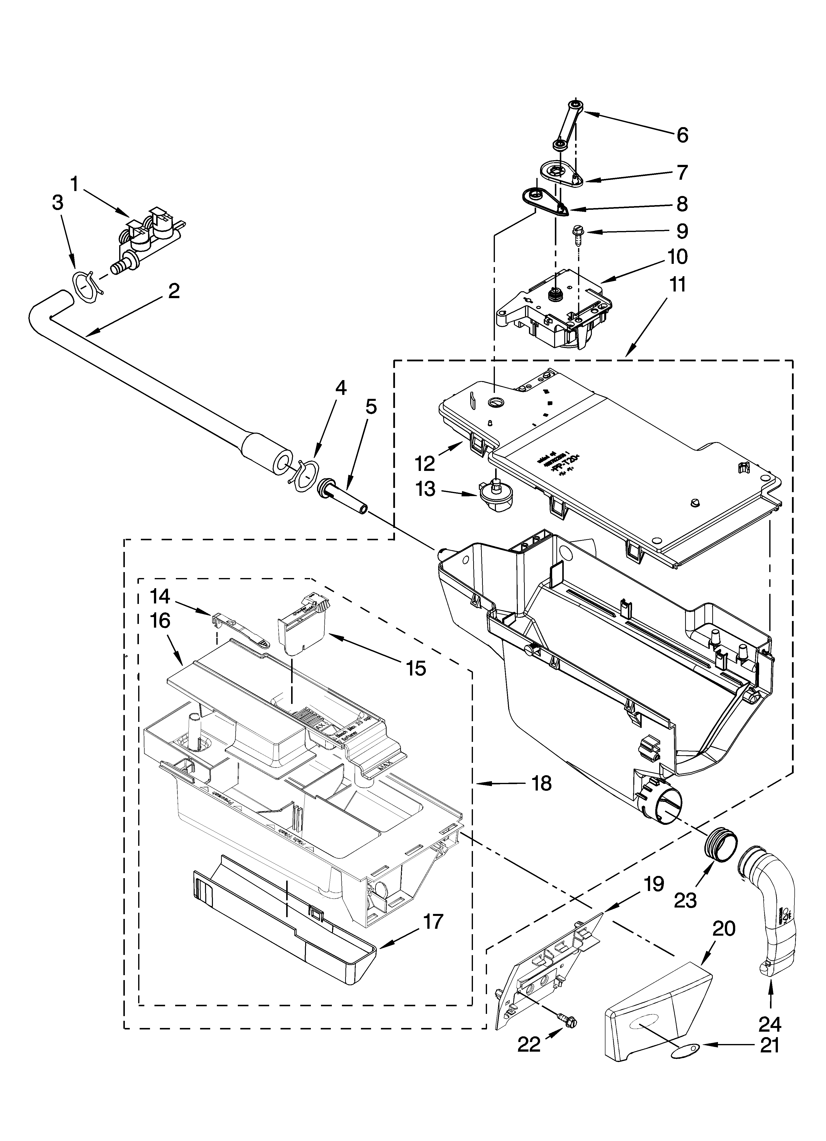 Whirlpool WFW9300VU02 dispenser parts diagram