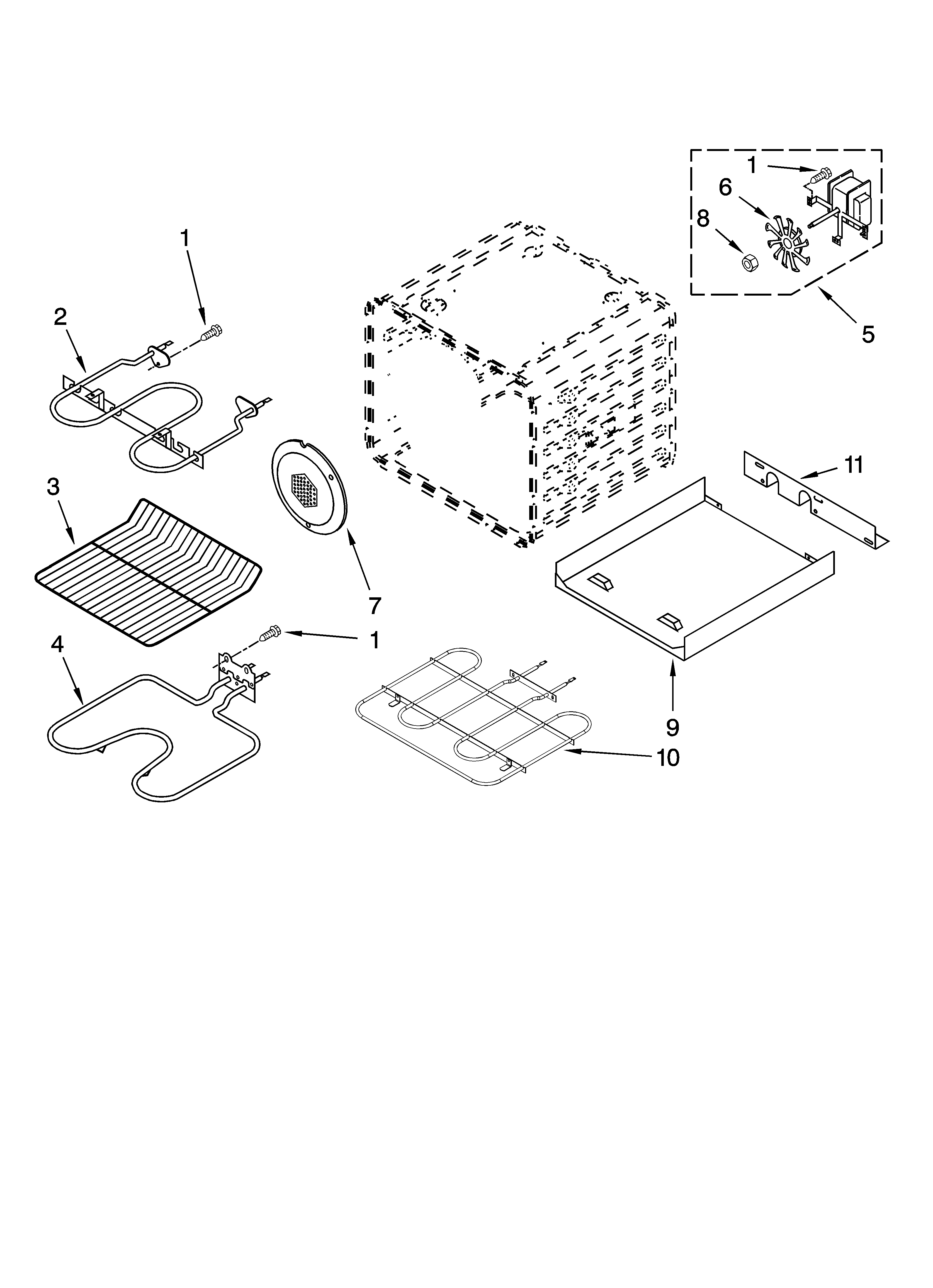 Whirlpool GBS279PVB00 internal oven parts diagram