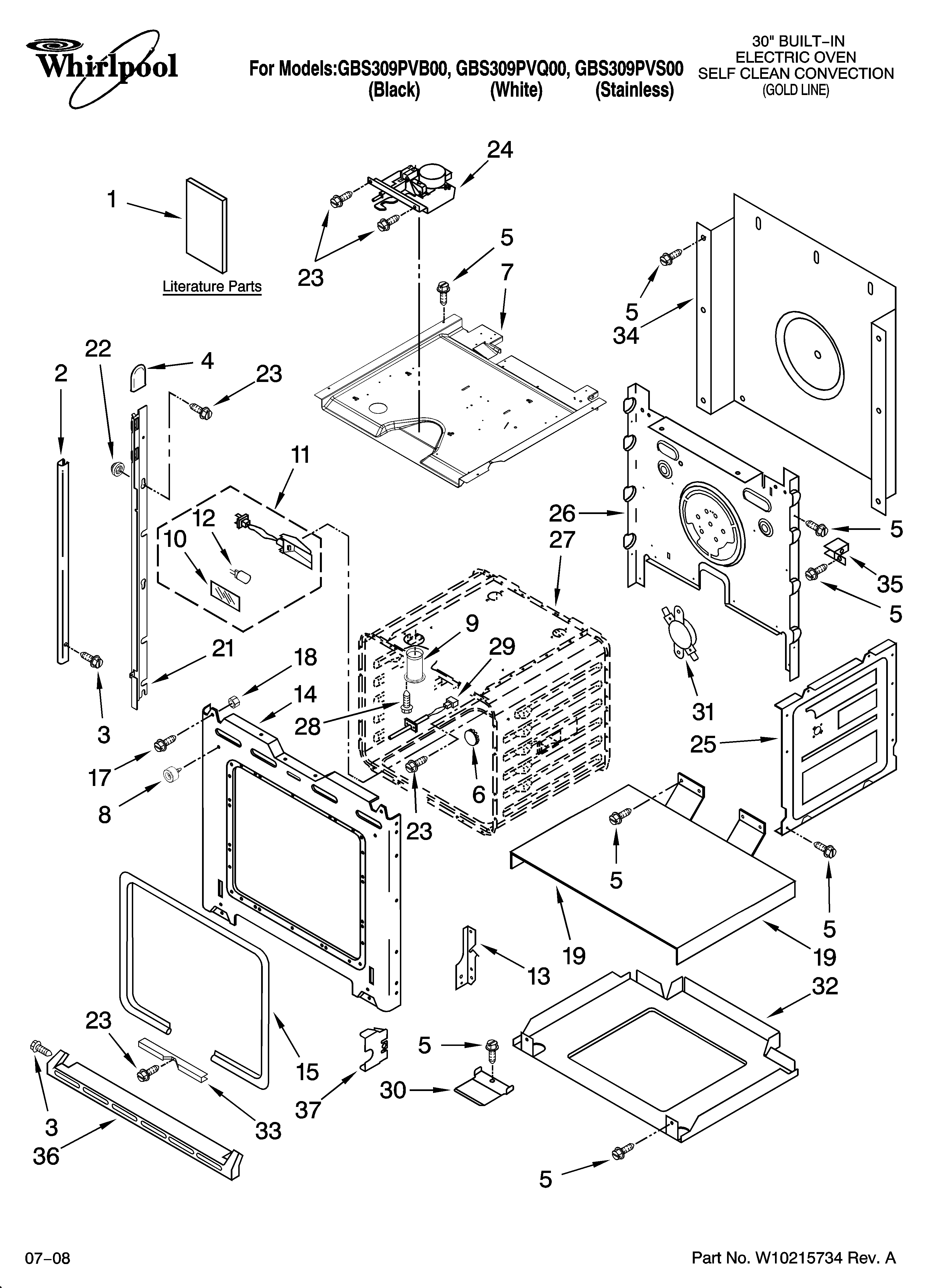 Whirlpool GBS309PVQ00 oven parts diagram